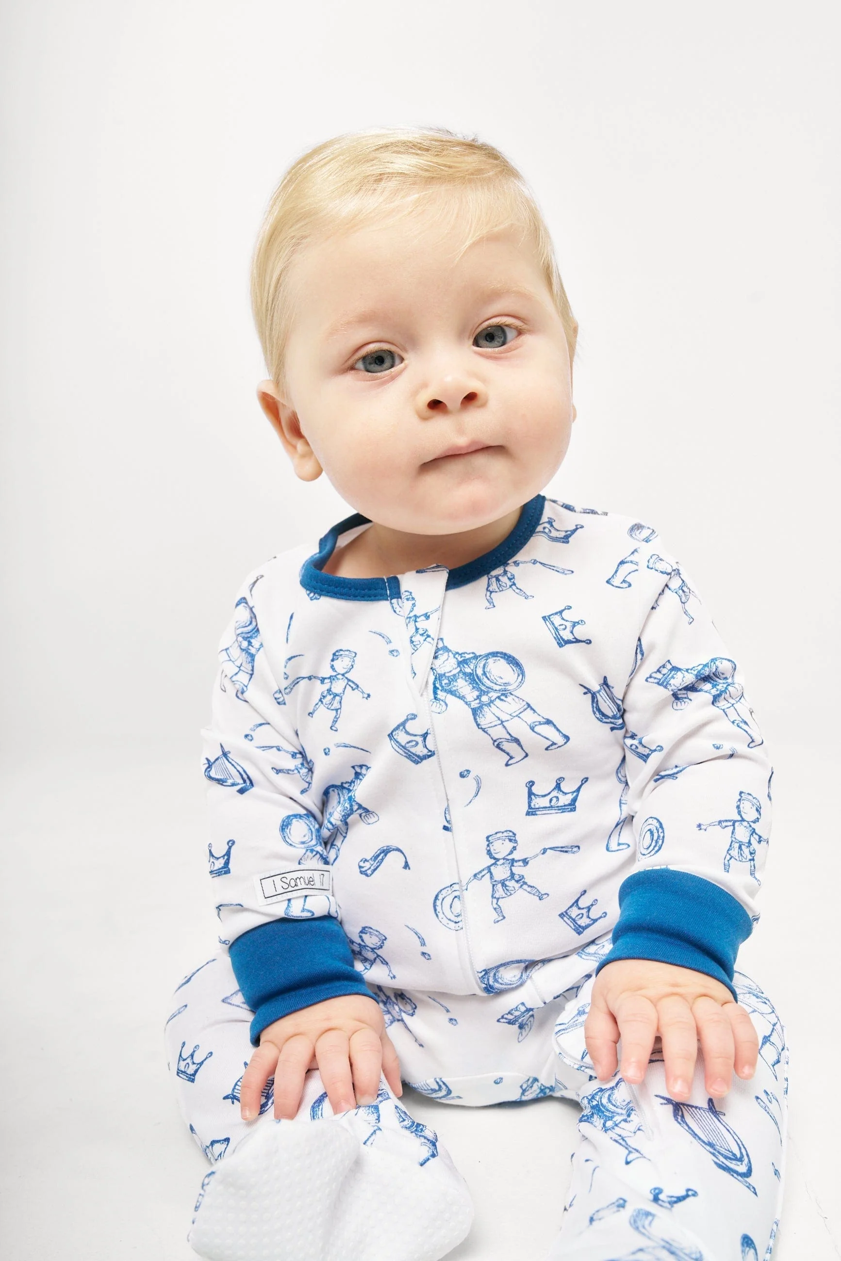 David & Goliath Blue PJ Footed Onesie Cotton - Image 2