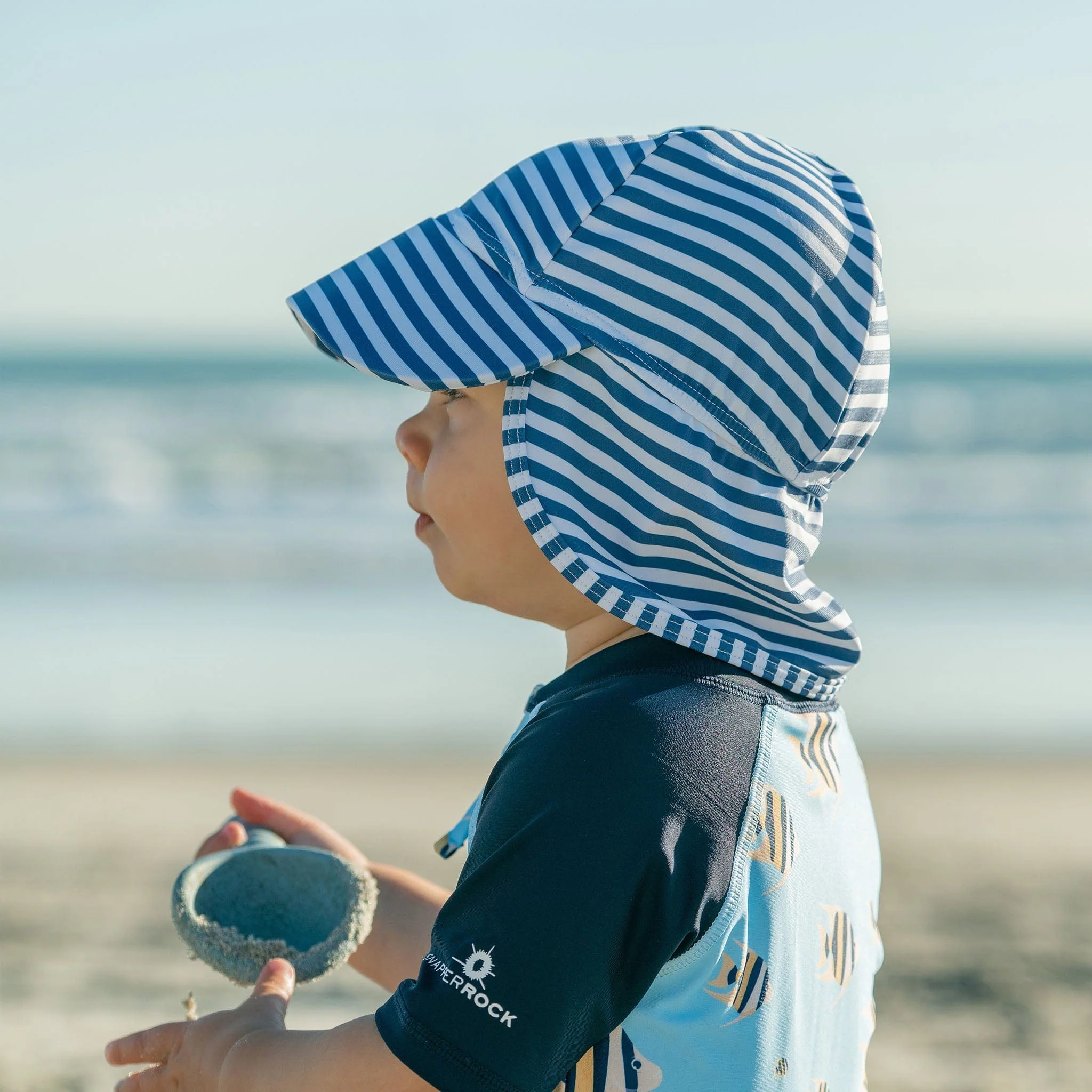 Denim Stripe Floating Flap Hat - Image 2