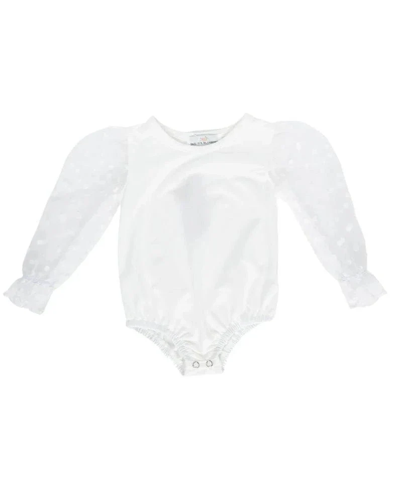 Destinee Sheer Dot Sleeve Top & Leotard - White - Image 7