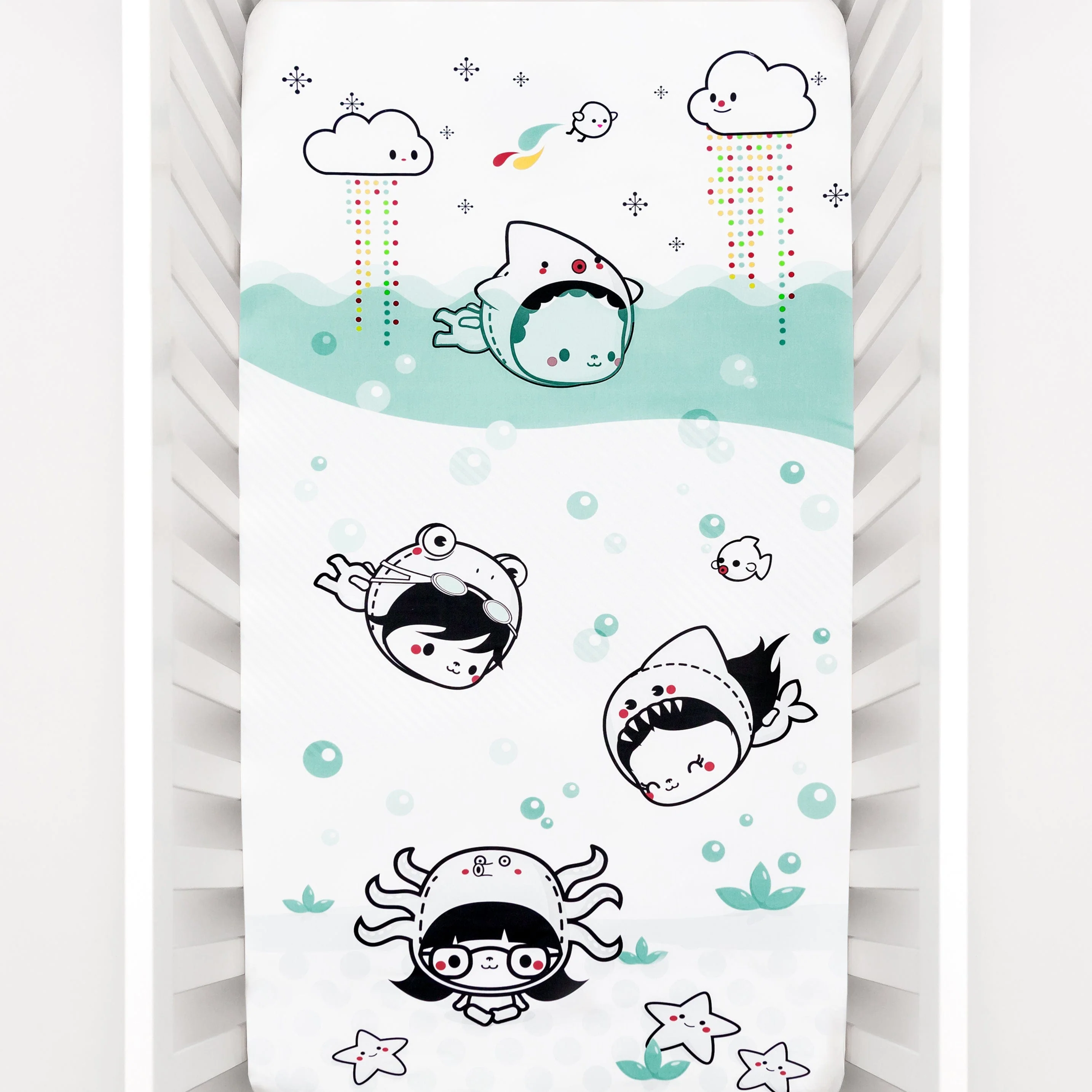 Dive In Standard Size Crib Sheet - Image 2