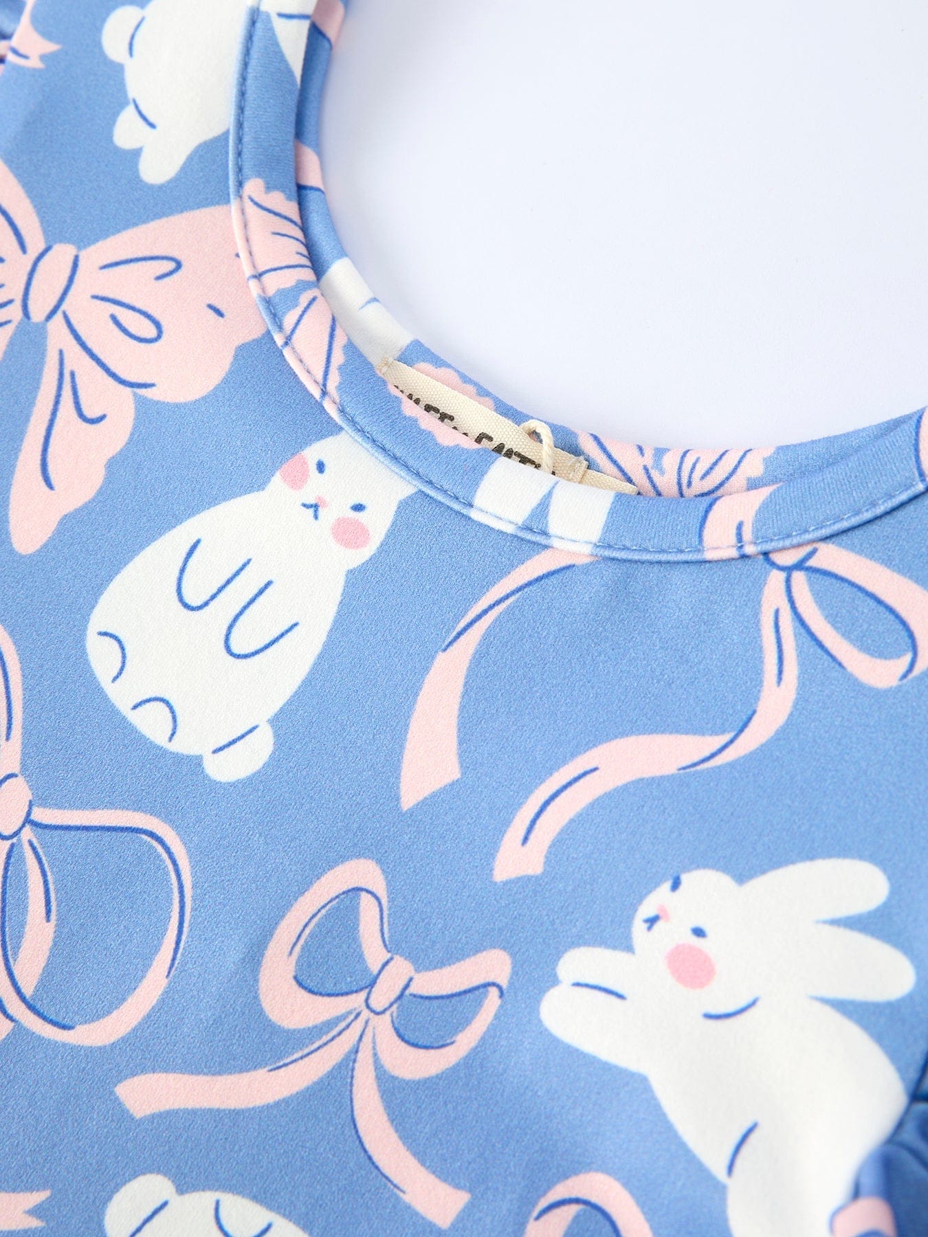 Easter Bunny Bow Pastel Girls Ruffle Hem Dress - Image 3