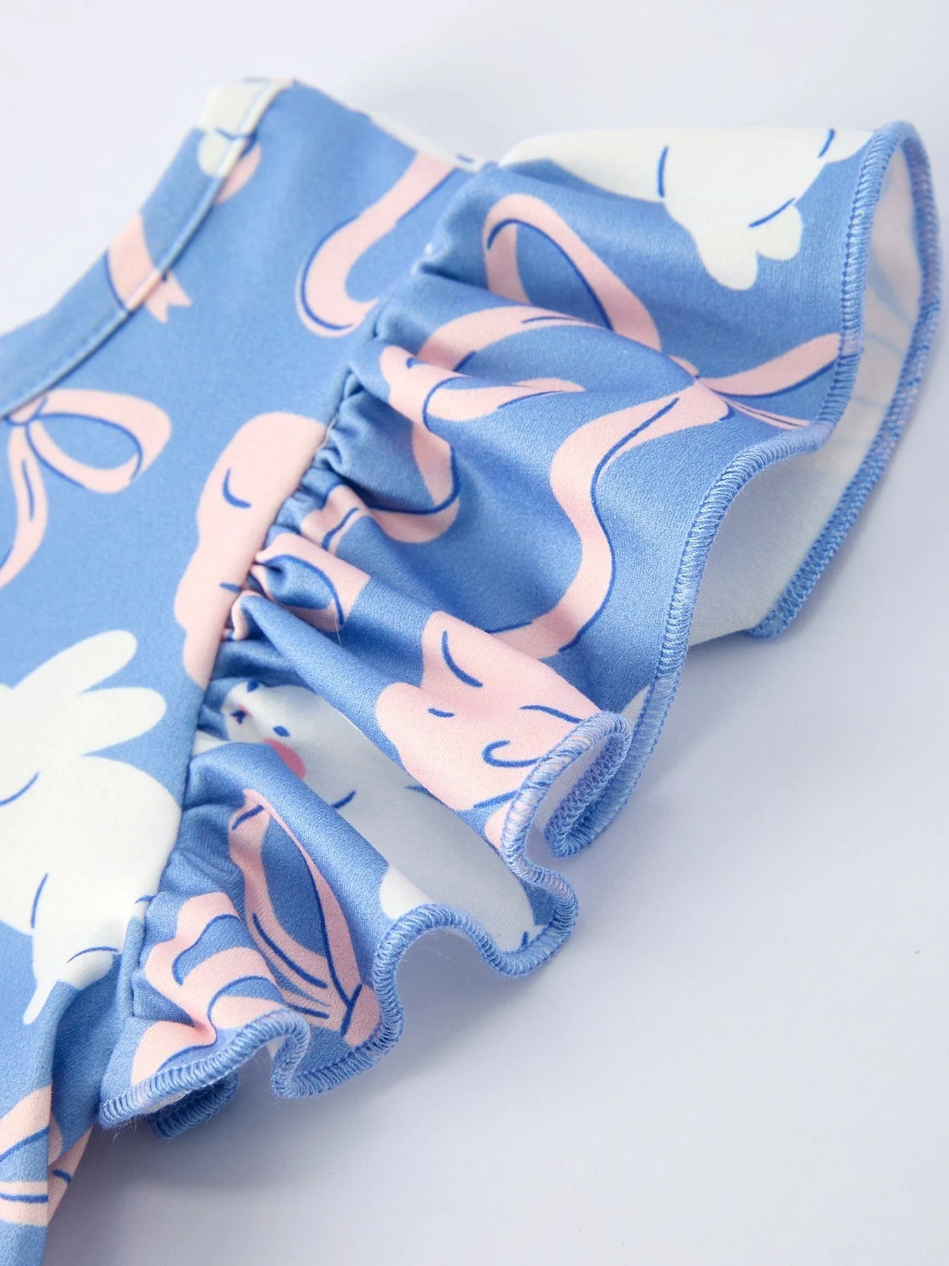 Easter Bunny Bow Pastel Girls Ruffle Hem Dress - Image 4