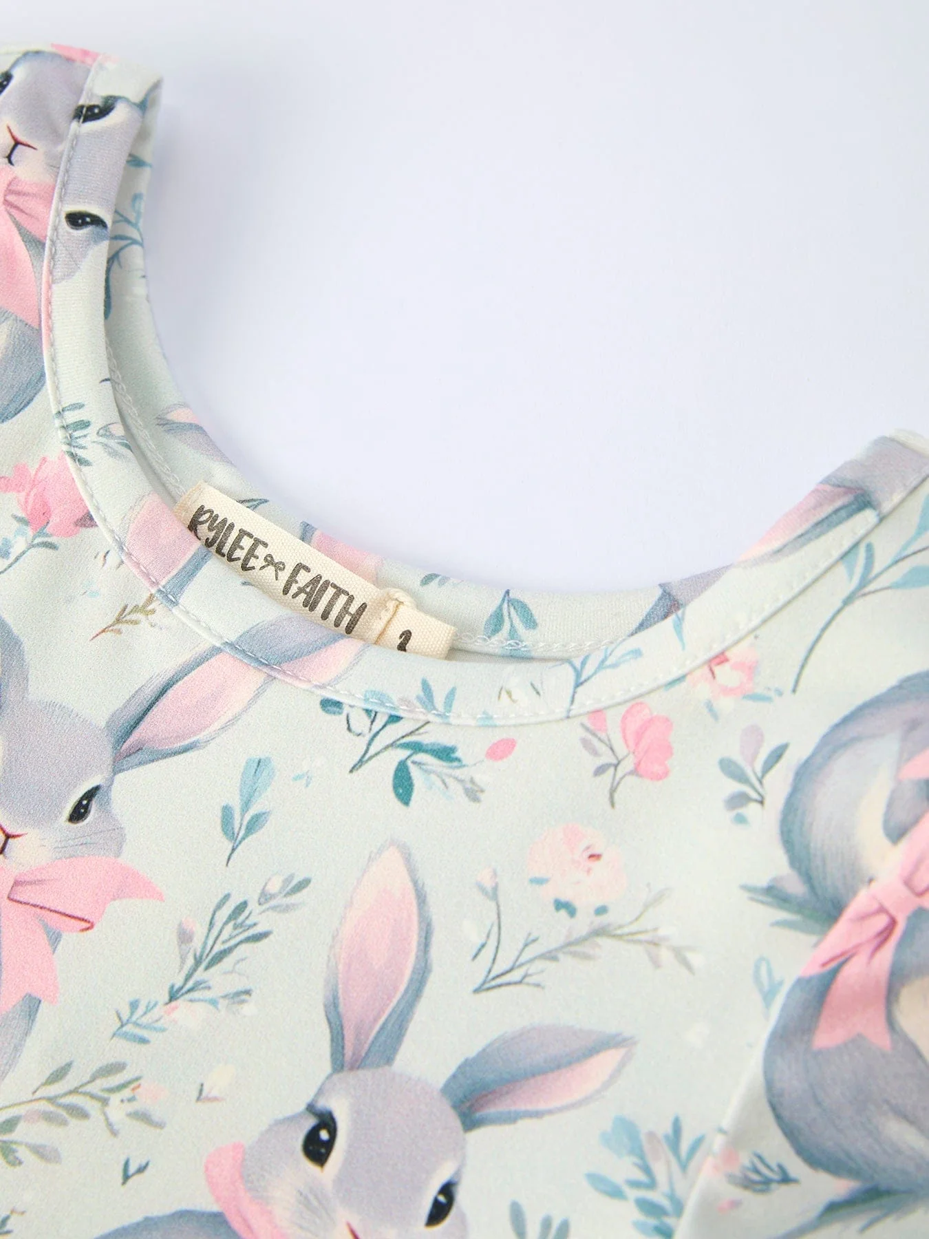 Easter Bunny Bow Print Twirl Short Sleeve Dress - Image 3