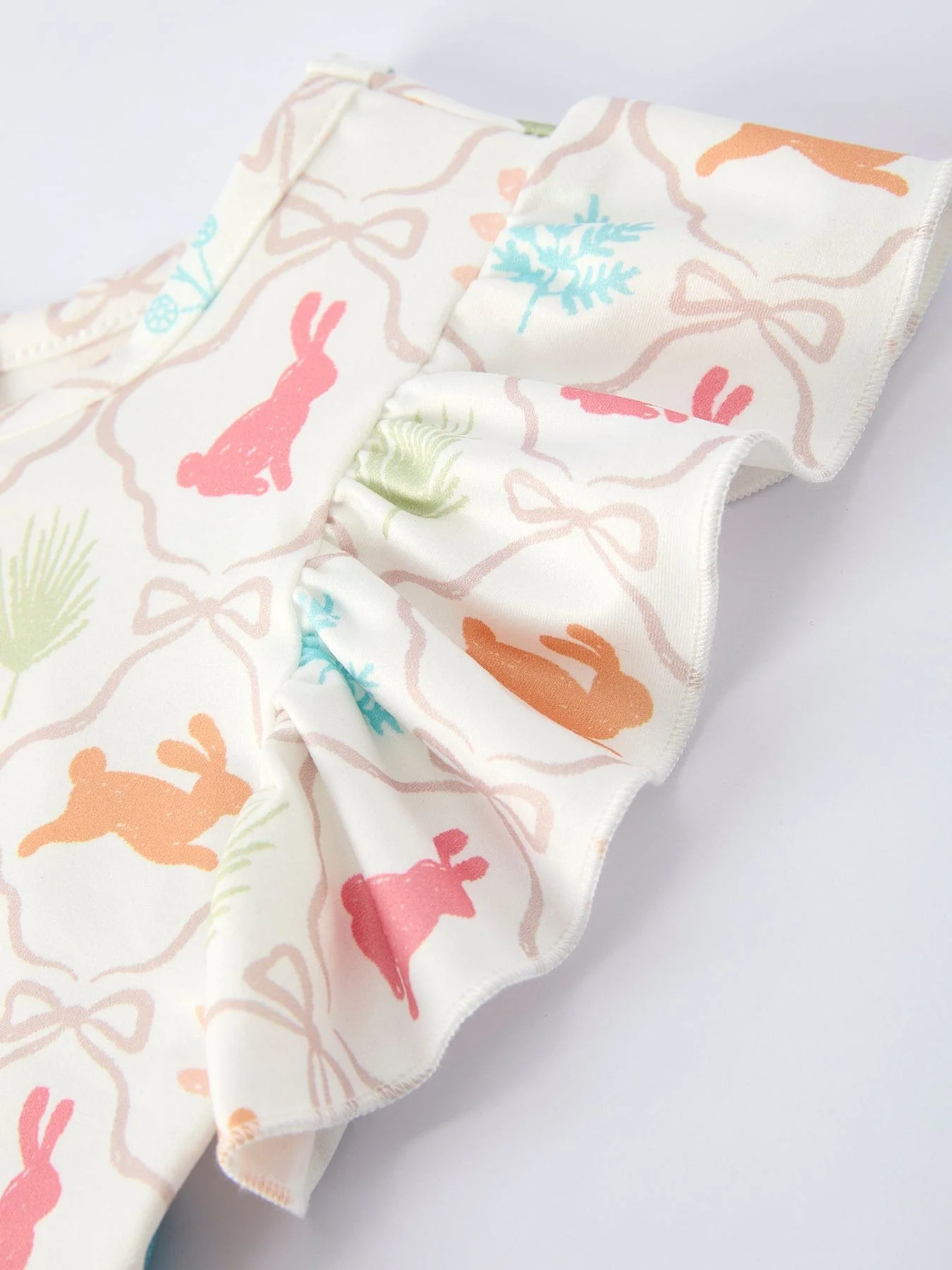 Easter Bunny Print Girls Flutter Sleeve Dress - Image 4