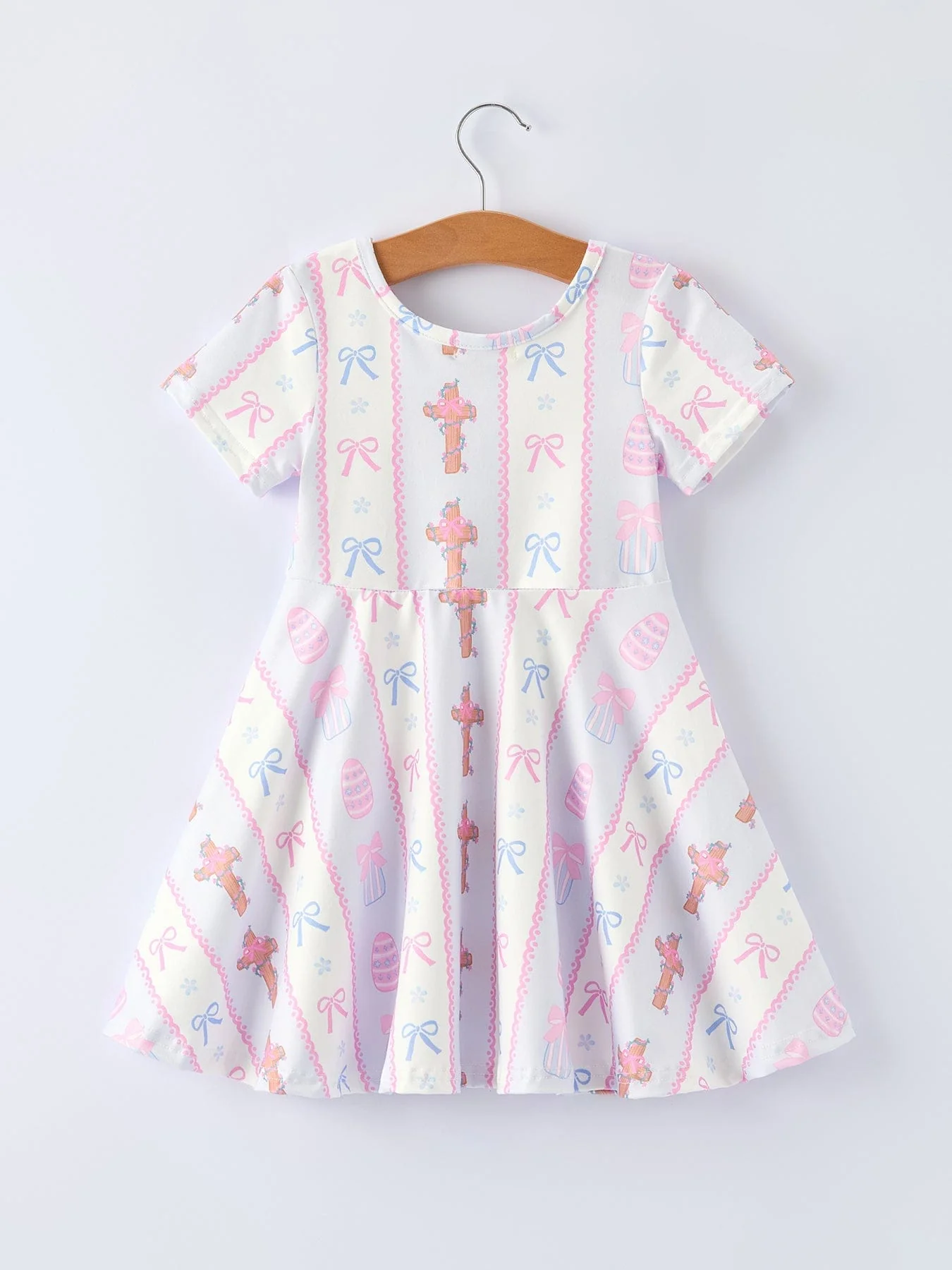 Easter Egg and Cross Print Christening Girls Dress - Image 2