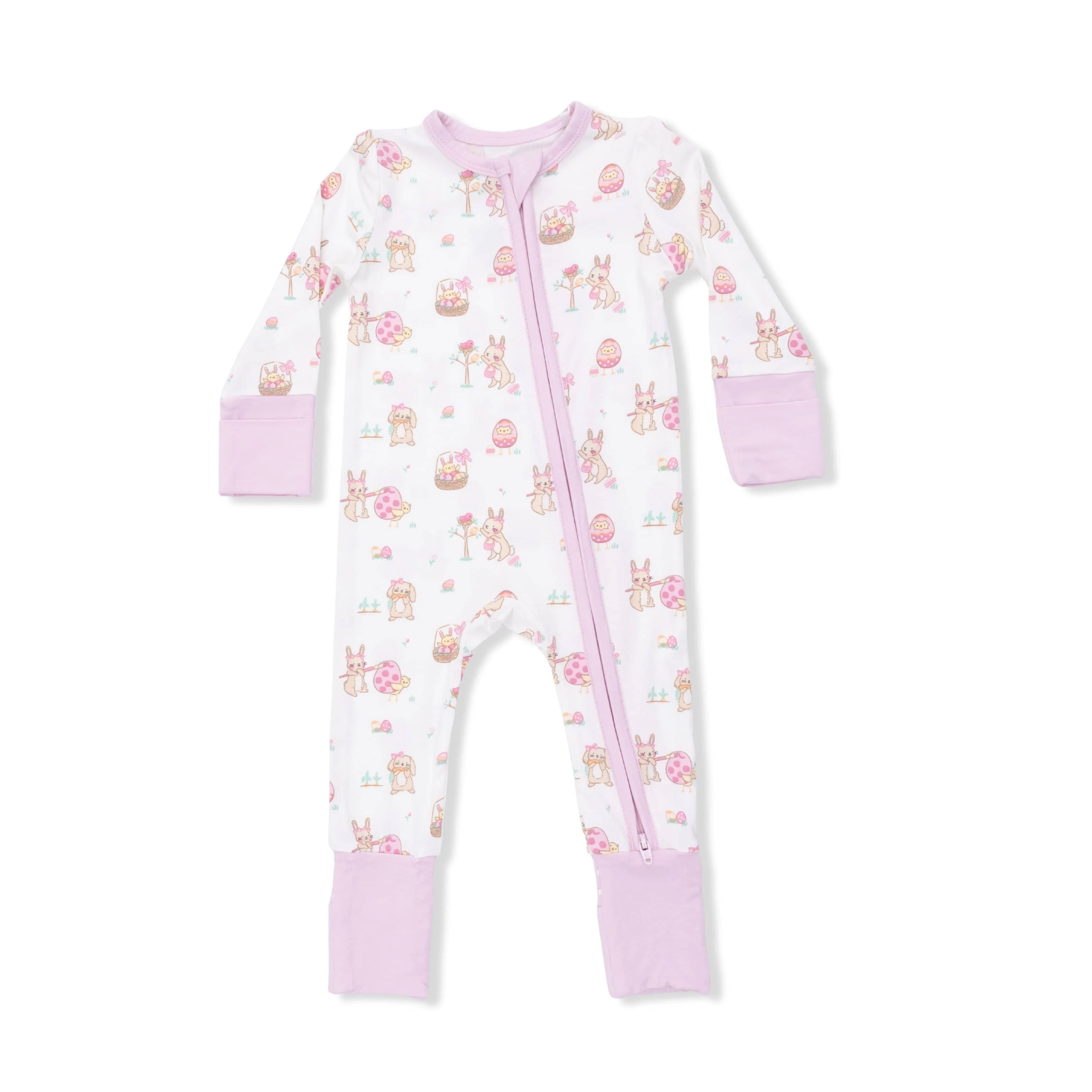 Convertible Footie Romper - Easter Egg Hunt Pink - Image 2