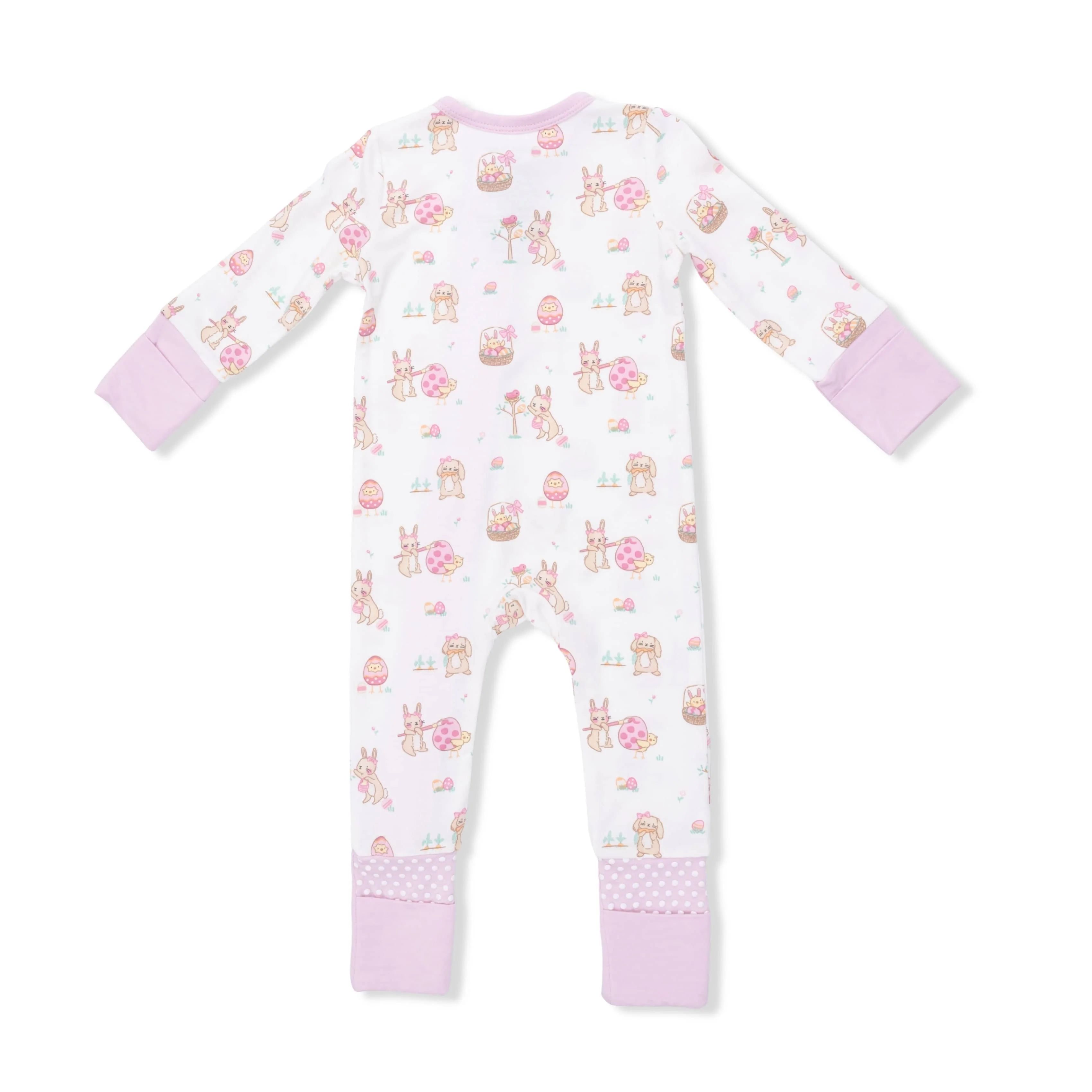 Convertible Footie Romper - Easter Egg Hunt Pink - Image 3