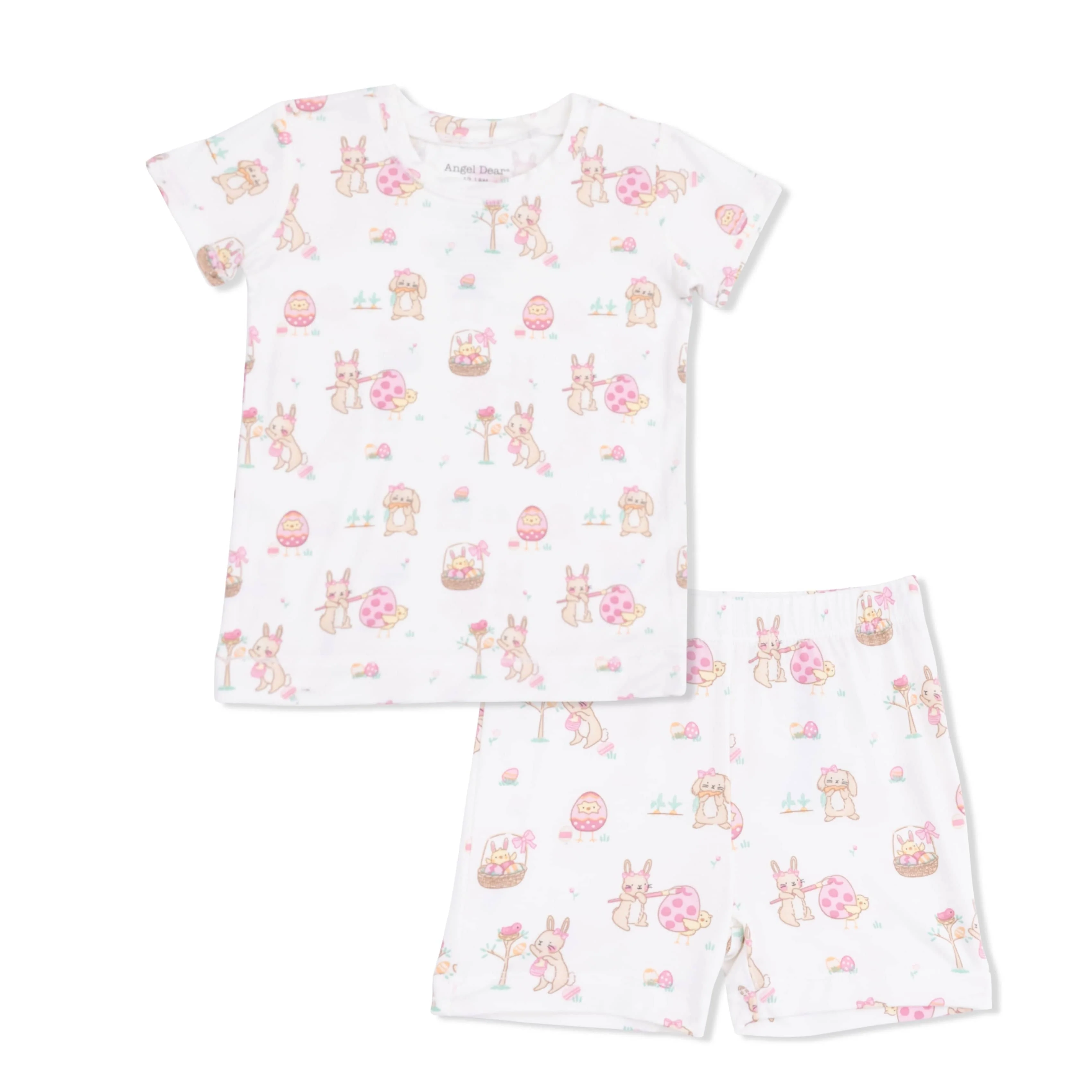 Short Sleeve Pajama Set with Shorts - Easter Egg Hunt Pink - Image 2