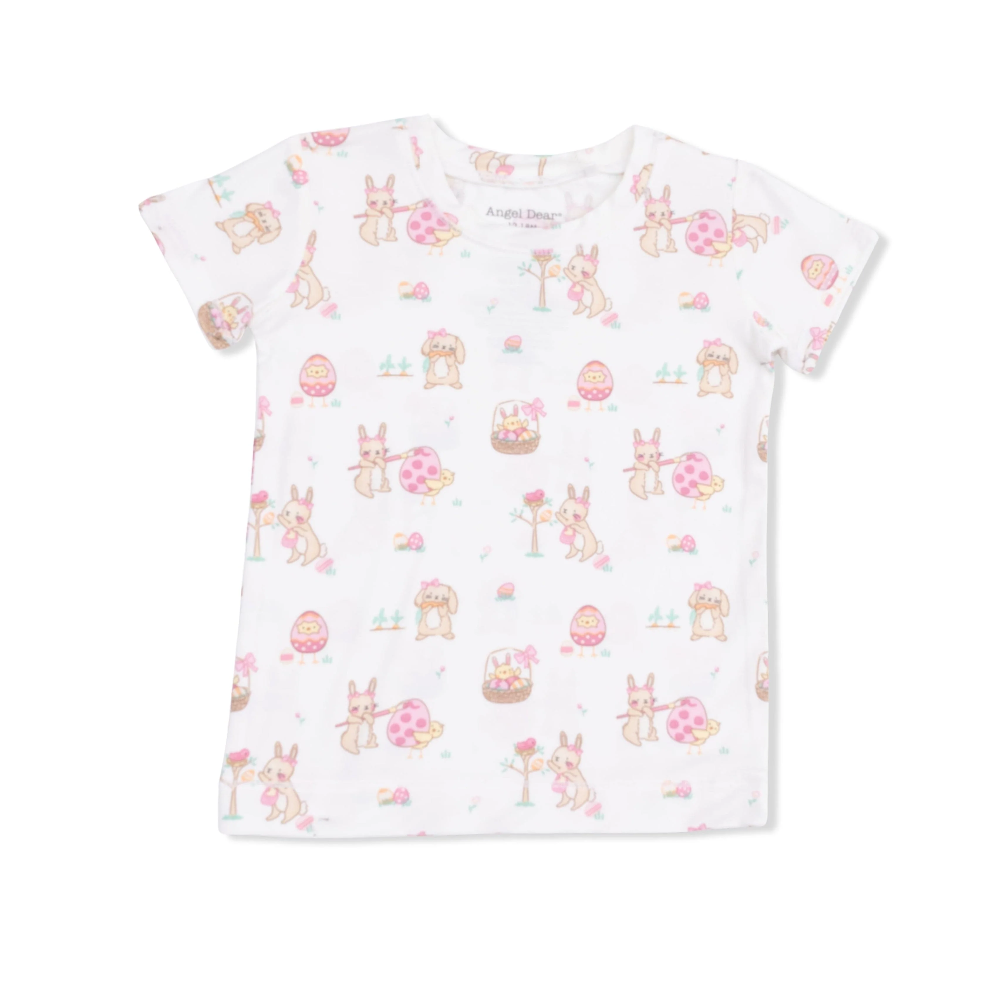 Short Sleeve Pajama Set with Shorts - Easter Egg Hunt Pink - Image 3