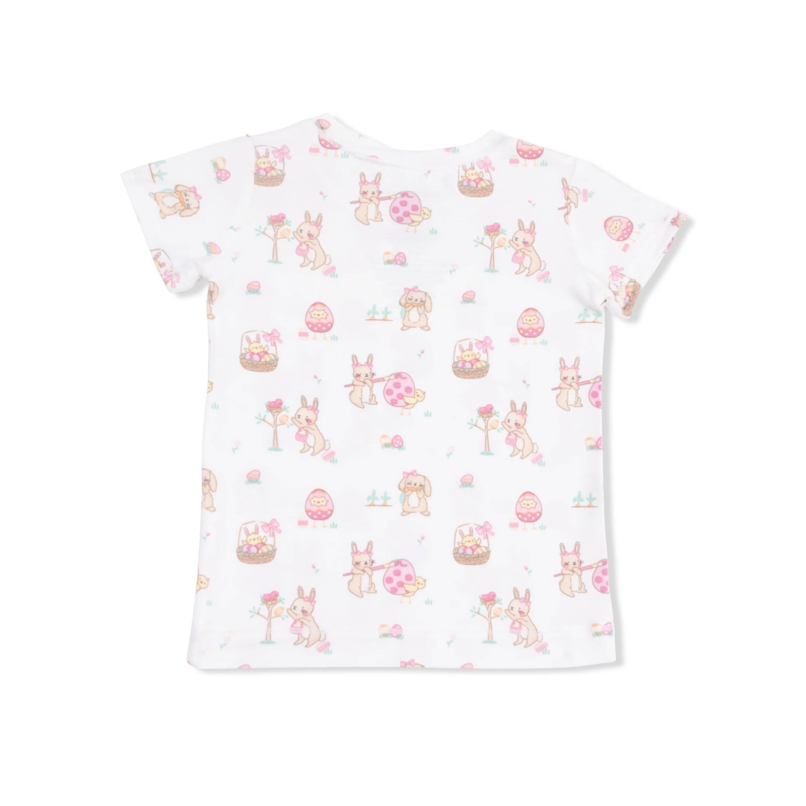 Short Sleeve Pajama Set with Shorts - Easter Egg Hunt Pink - Image 4