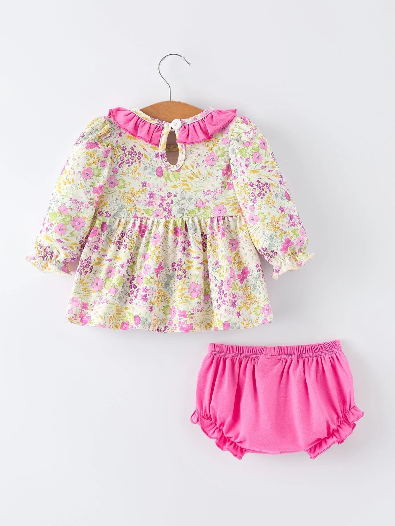 Easter Pink Bunny Embroidered Floral Bloomer Set - Image 2