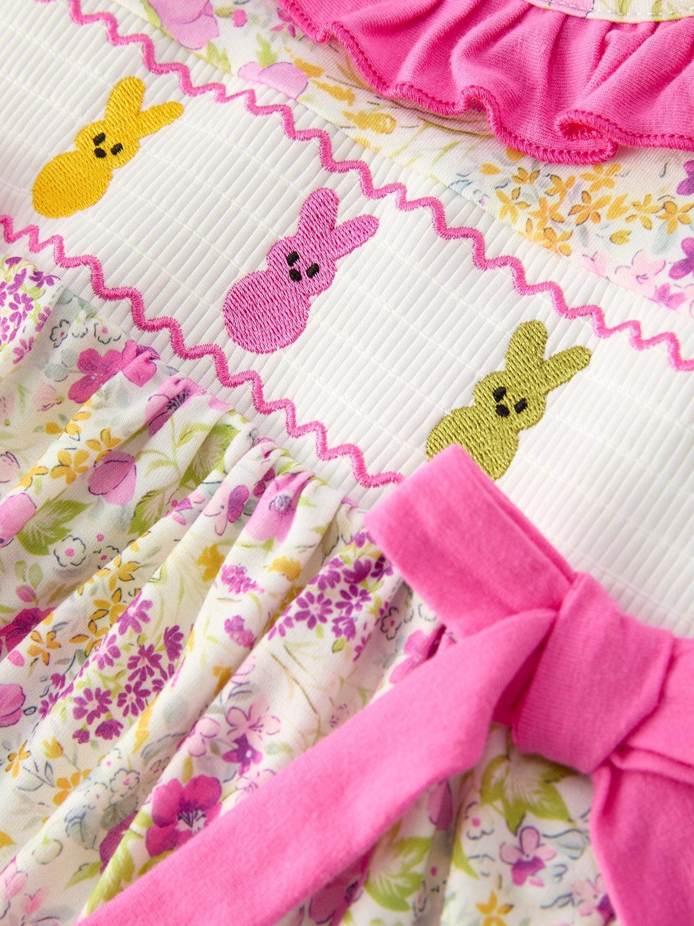 Easter Pink Bunny Embroidered Floral Bloomer Set - Image 4