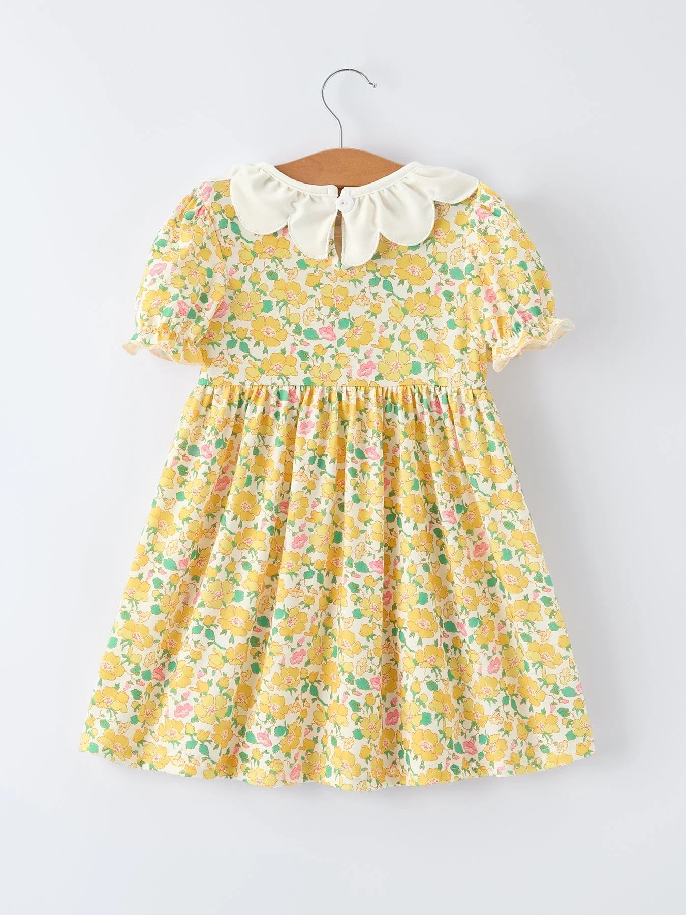 Easter Yellow Chick Embroidery Floral Girl Dress - Image 2