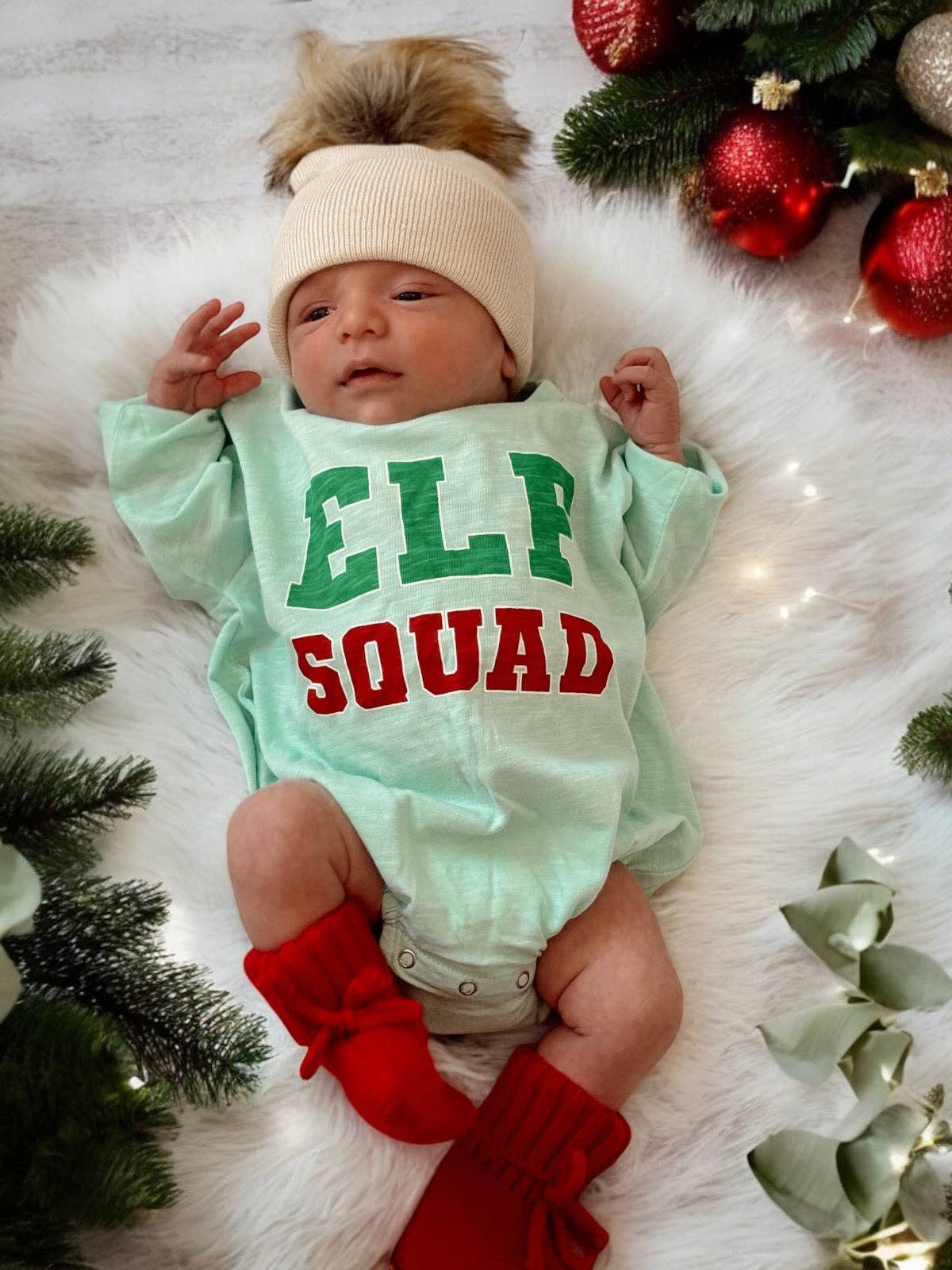 Organic Cotton Long Sleeve Bubble Romper - Elf Squad - Image 2