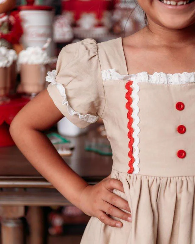 Girl's Holiday Twirl Dress - Gingerbread Girl - Image 2