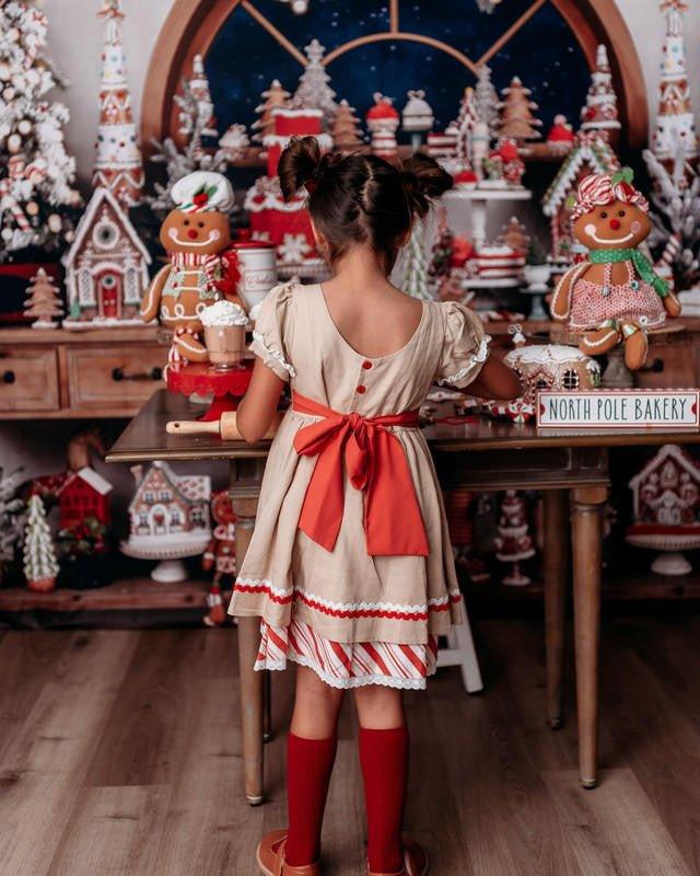 Girl's Holiday Twirl Dress - Gingerbread Girl - Image 3