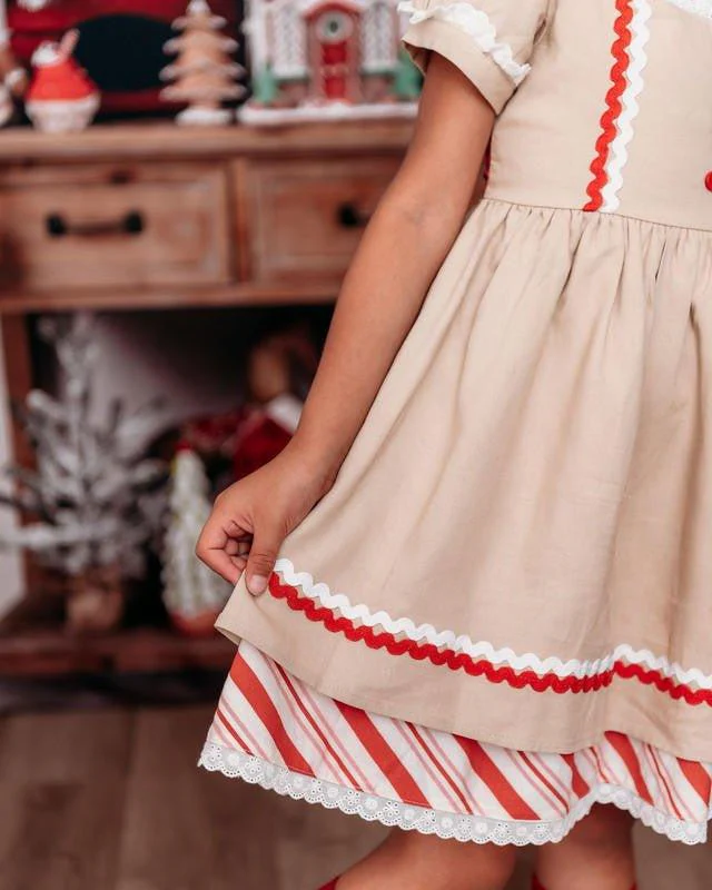 Girl's Holiday Twirl Dress - Gingerbread Girl - Image 4
