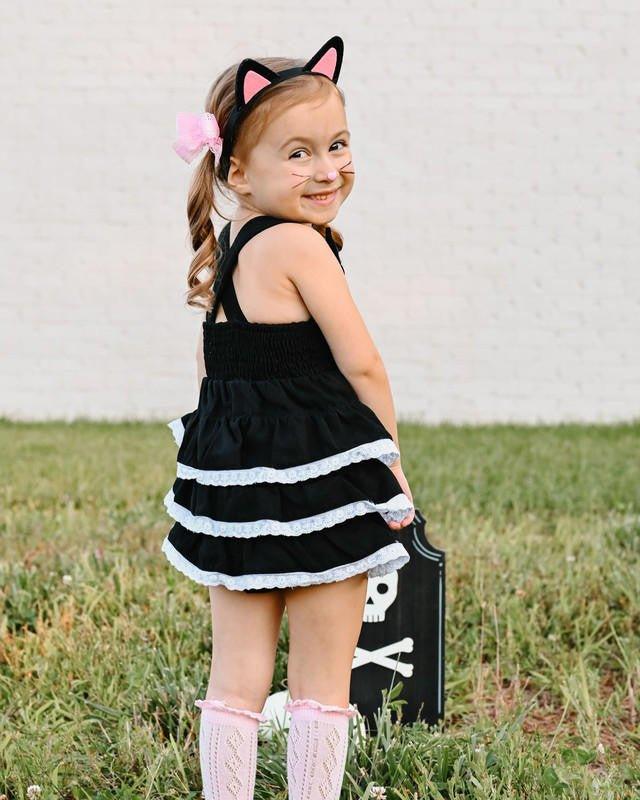 Girl's Kitty Pinafore Bubble Romper - Image 4