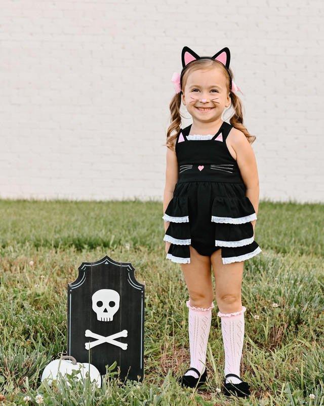Girl's Kitty Pinafore Bubble Romper - Image 5