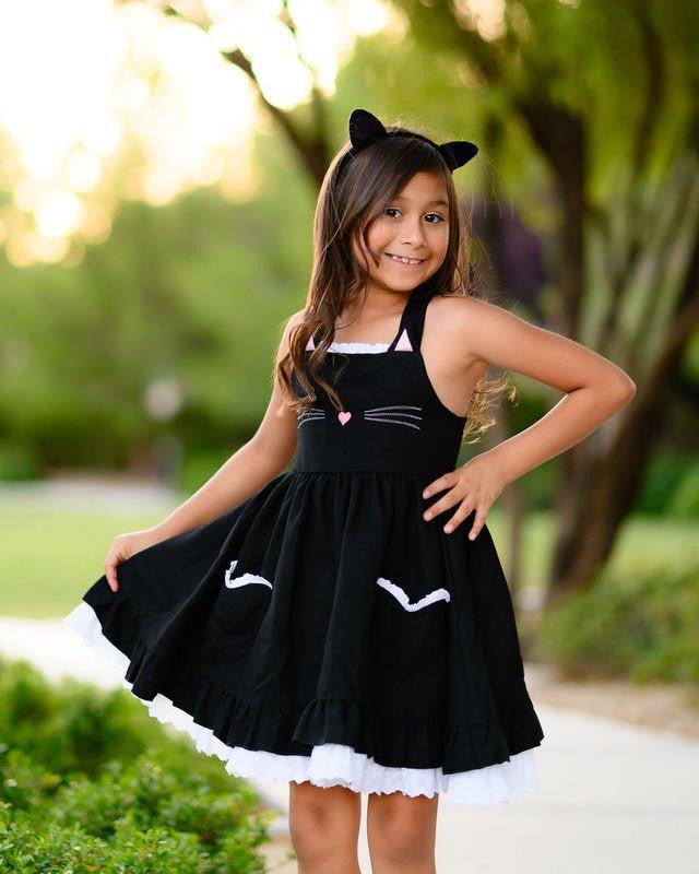 Girl's Kitty Pinafore Twirl Dress - Image 3