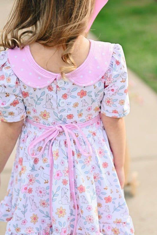Girl's Short Sleeve Vintage Twirl Dress - Spring Meadow (Floral) - Image 3