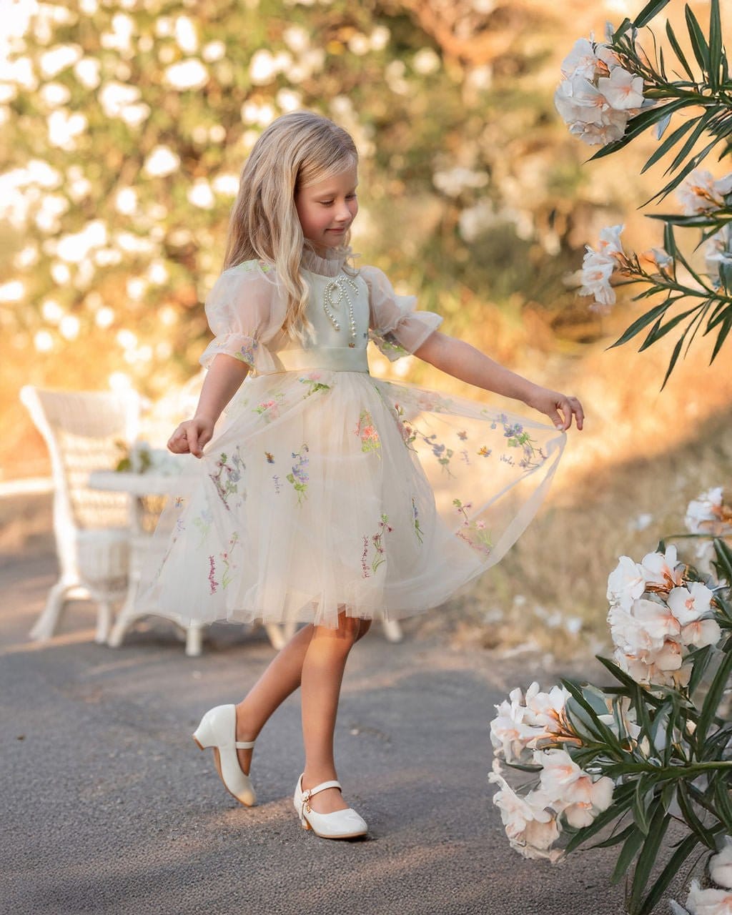 Enchanted Bloom Embroidered Tulle Dress - Image 3
