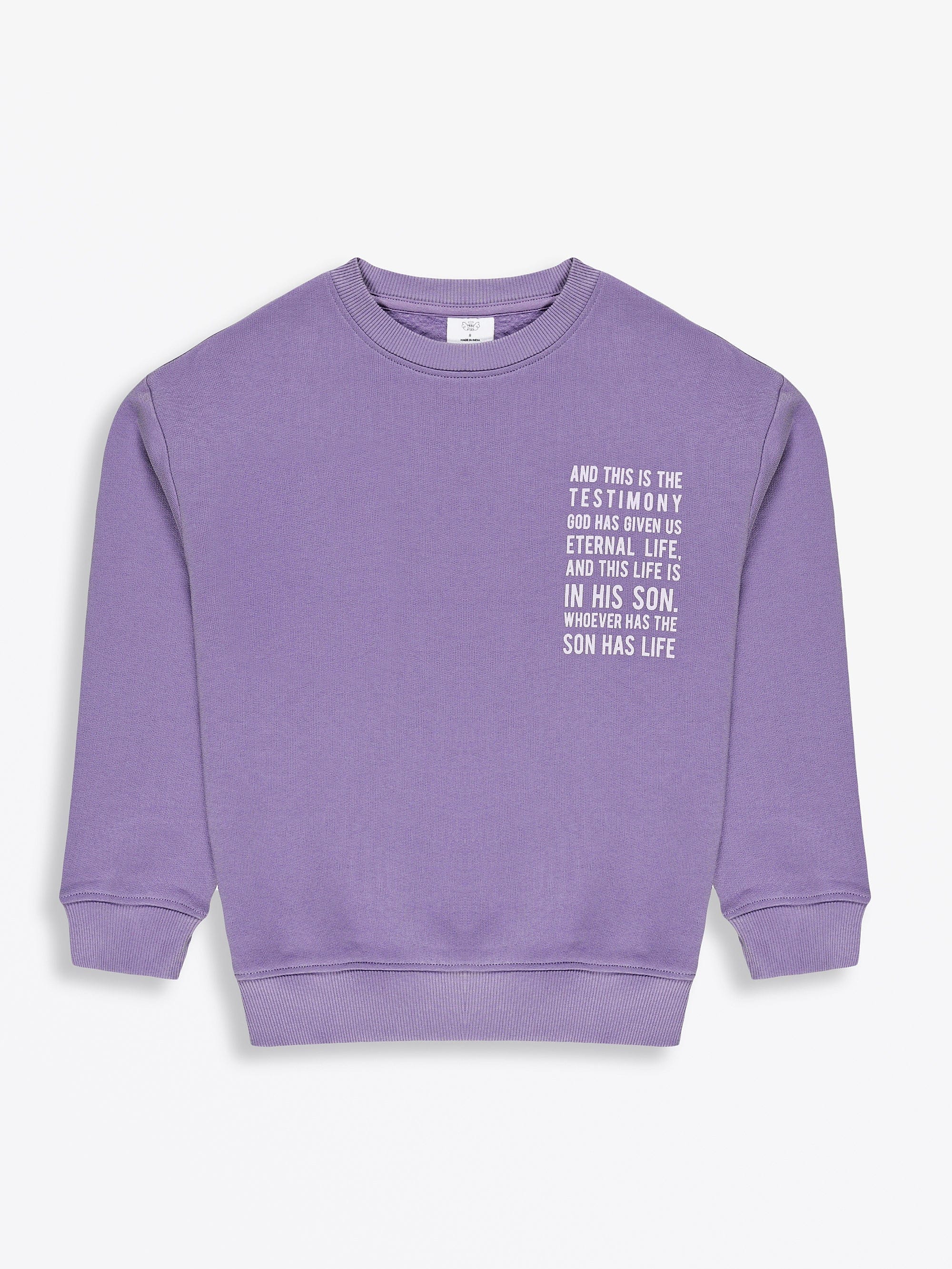 Eternal Life Purple Fleece Crewneck Sweatshirt - Image 2