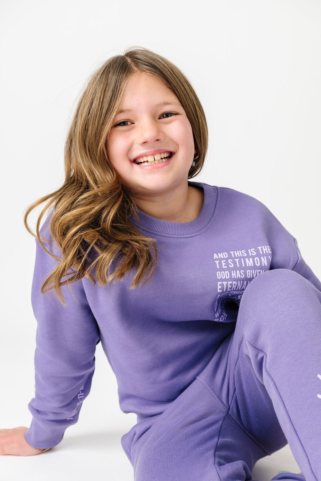 Eternal Life Purple Fleece Crewneck Sweatshirt - Image 3