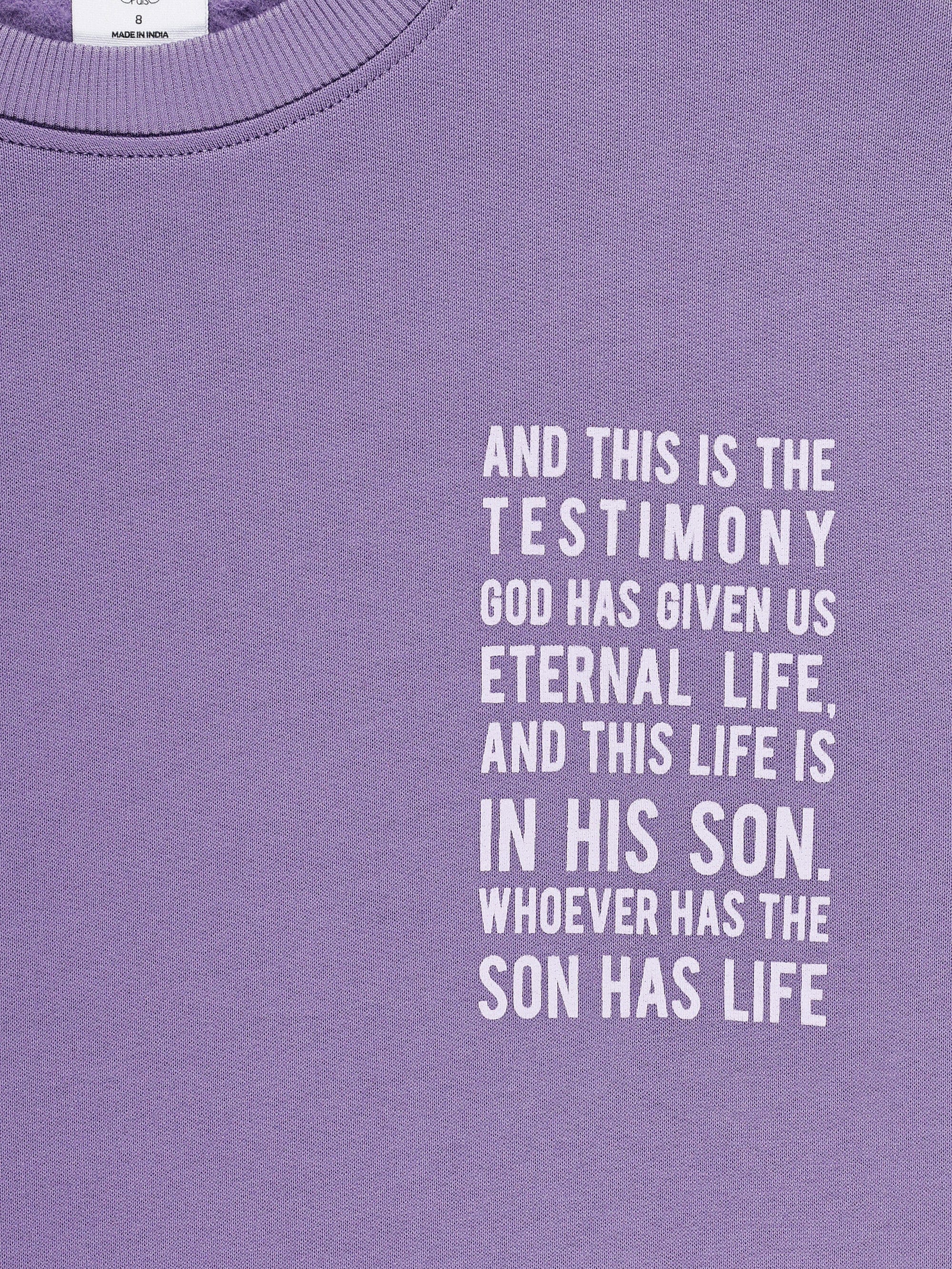 Eternal Life Purple Fleece Crewneck Sweatshirt - Image 8