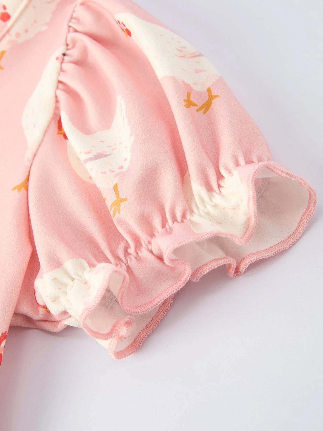 Farm Spring Chicken Print Girls Ruffle Dress - Image 4