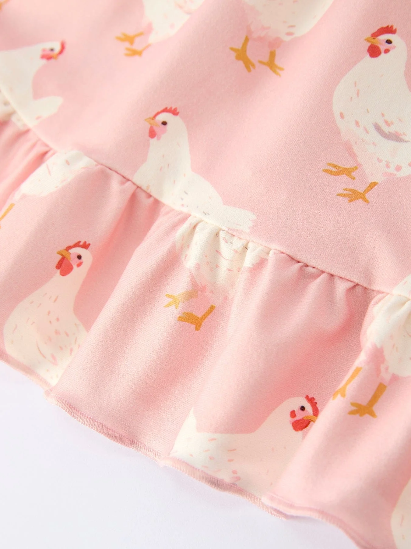 Farm Spring Chicken Print Girls Ruffle Dress - Image 5