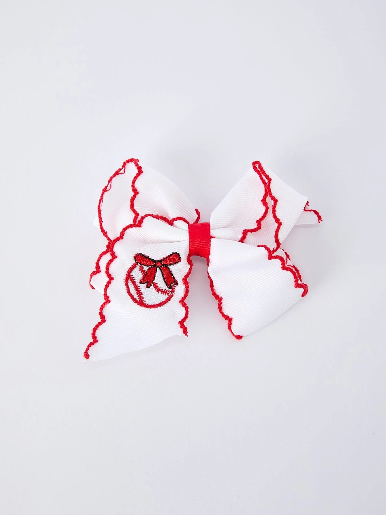 Festive Baseball Embroidered Girls Hairpin 4 Inches - Image 2