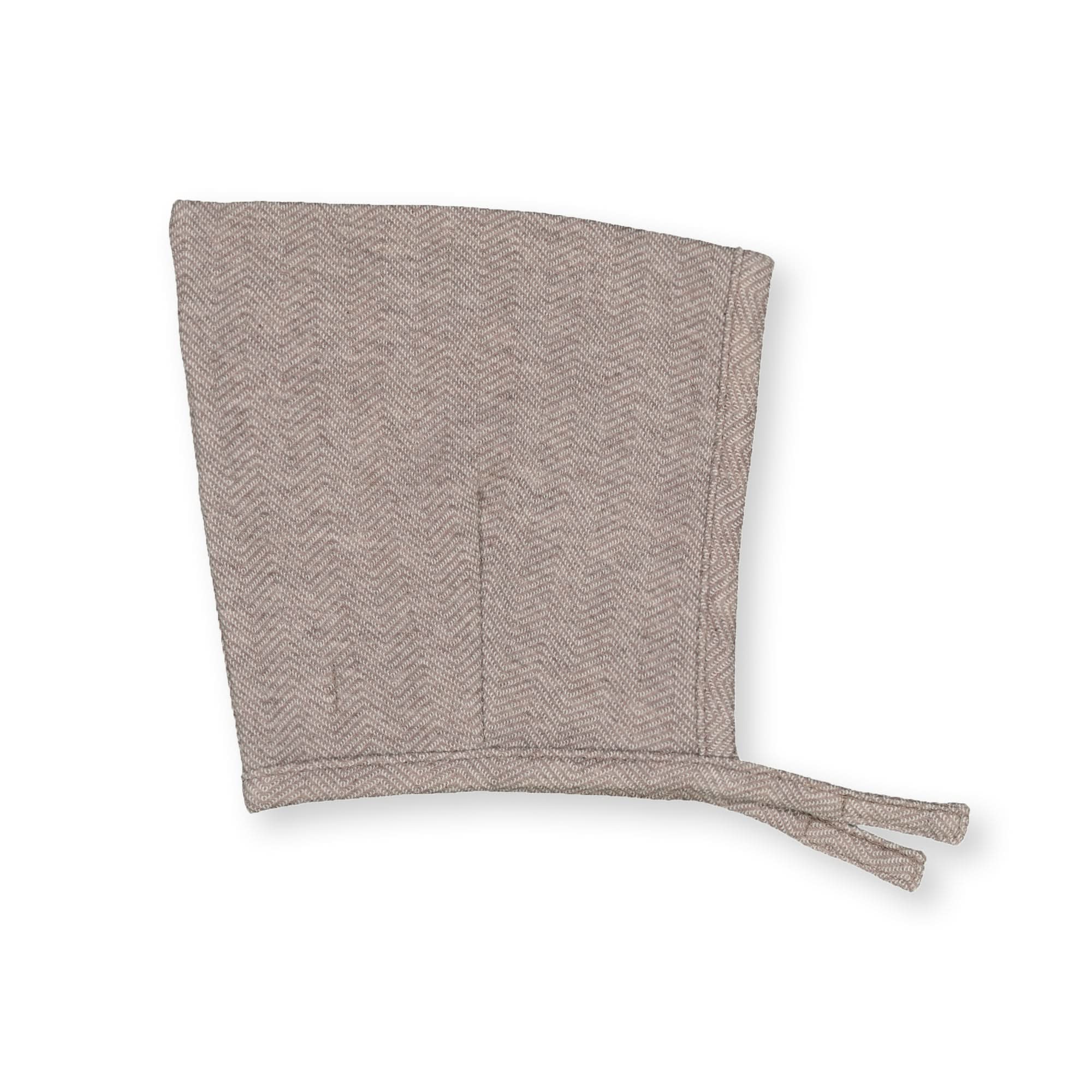Fleece Kimono Top, Legging, and Bonnet Set - Light Taupe Herringbone - Image 5