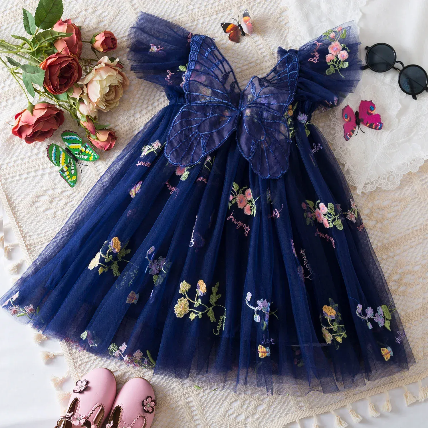 Floral Butterfly Tulle Dress - Image 11