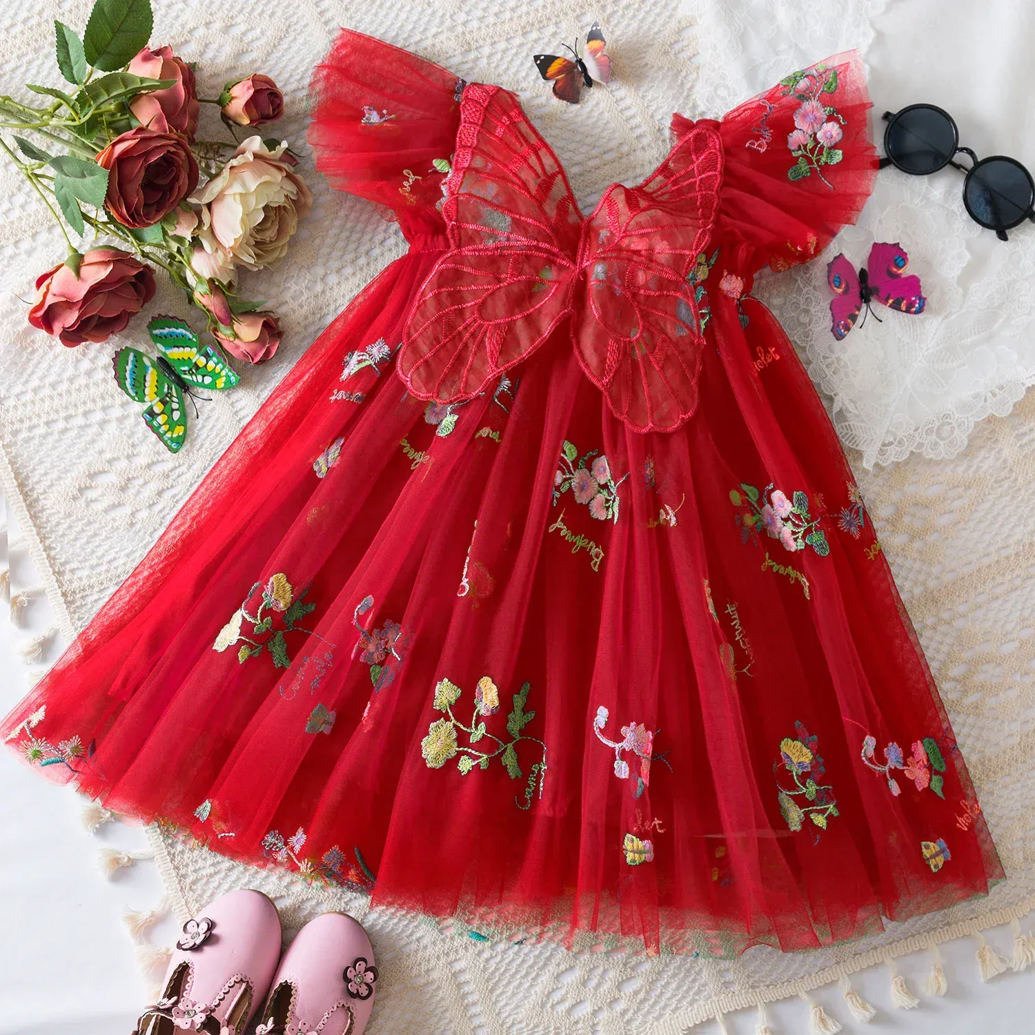 Floral Butterfly Tulle Dress - Image 18