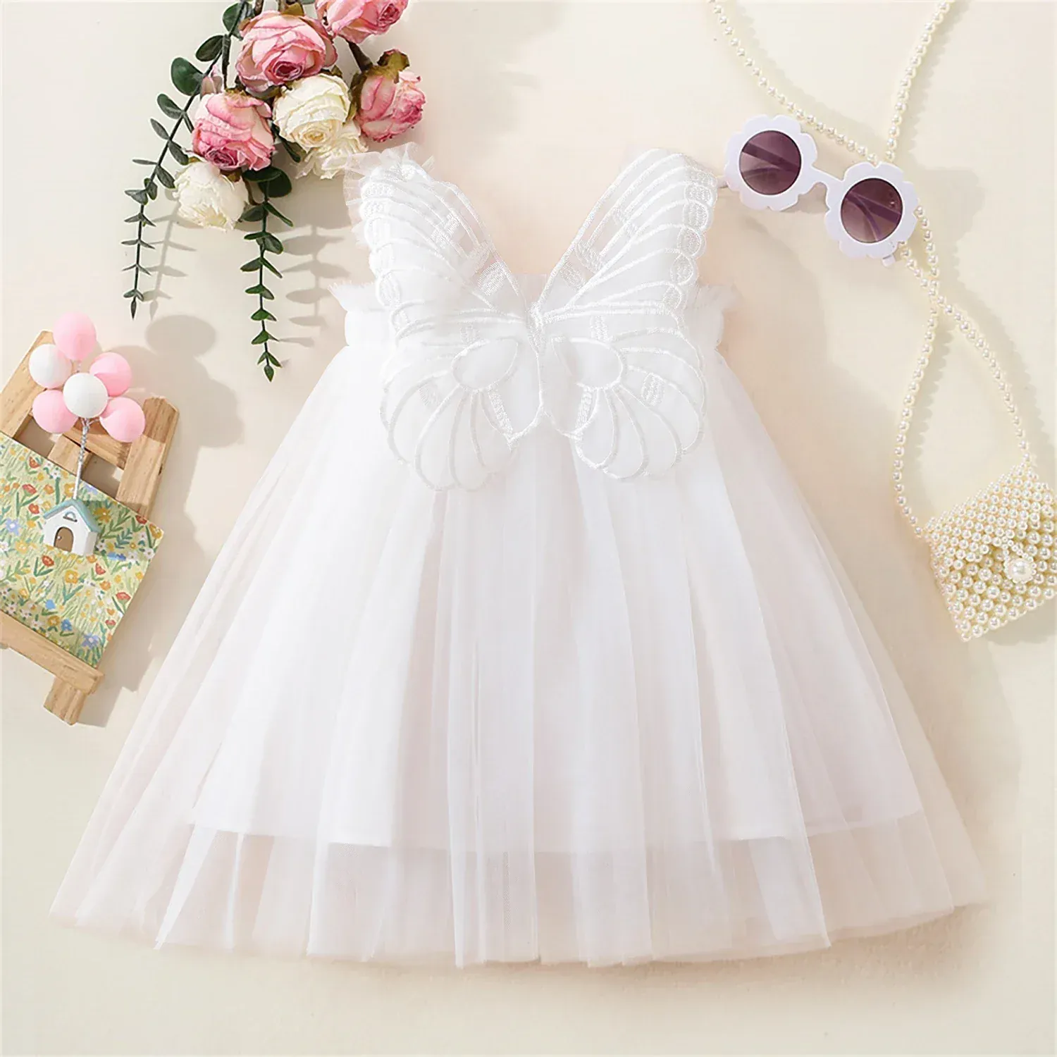 Floral Butterfly Tulle Dress - Image 5