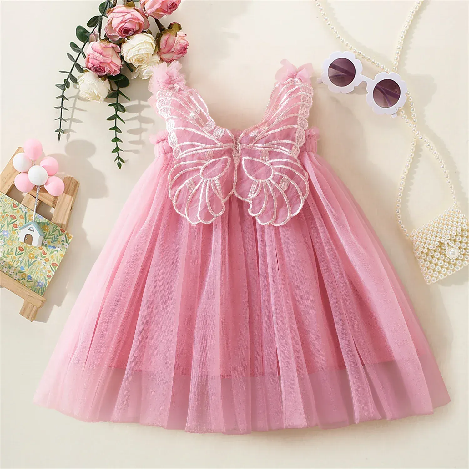 Floral Butterfly Tulle Dress - Image 9