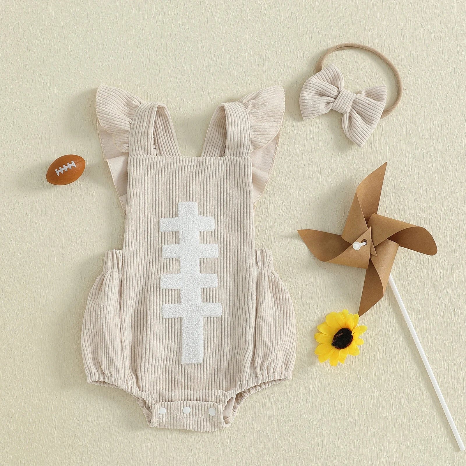 Football Embroidery Bodysuit Set - Image 3