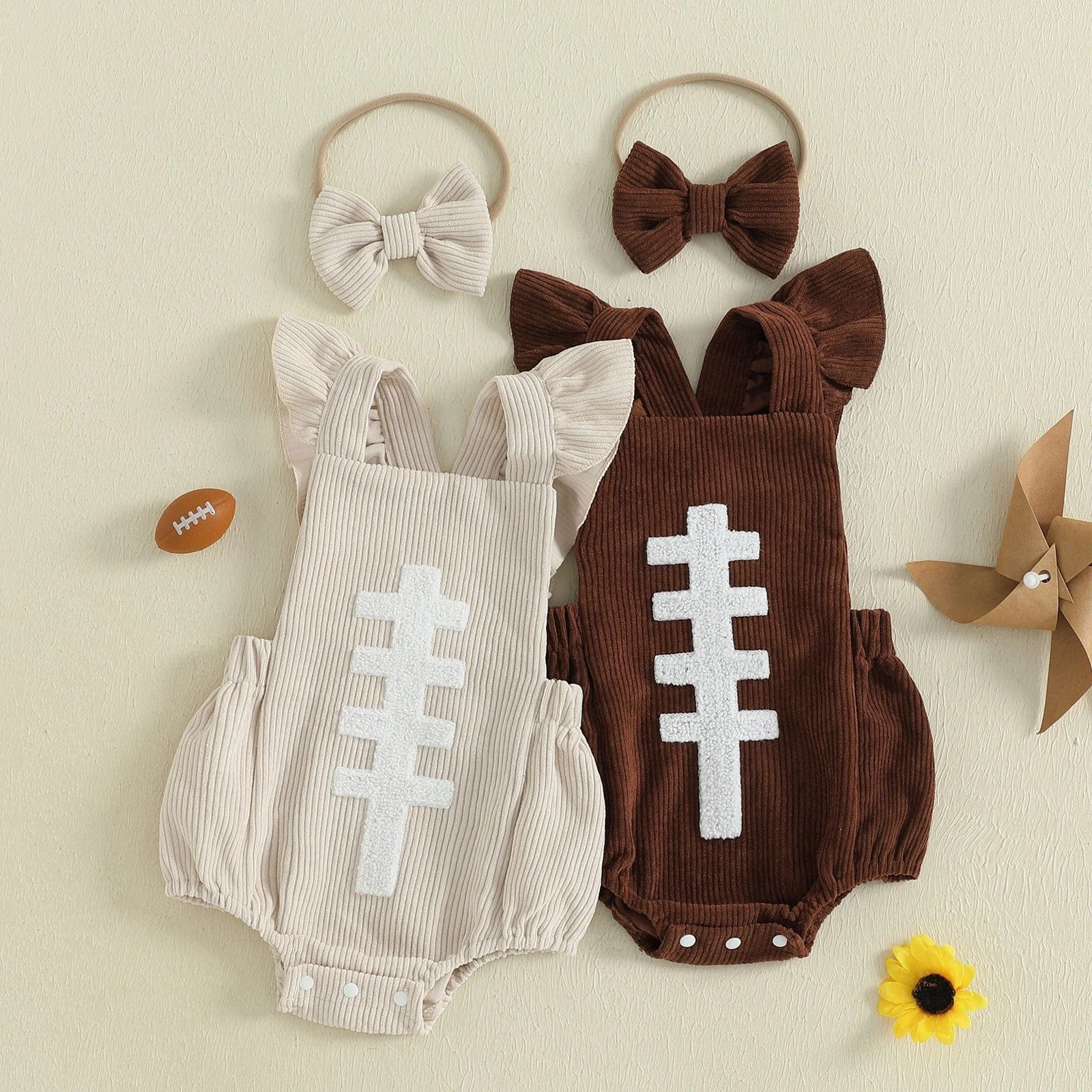 Football Embroidery Bodysuit Set - Image 4