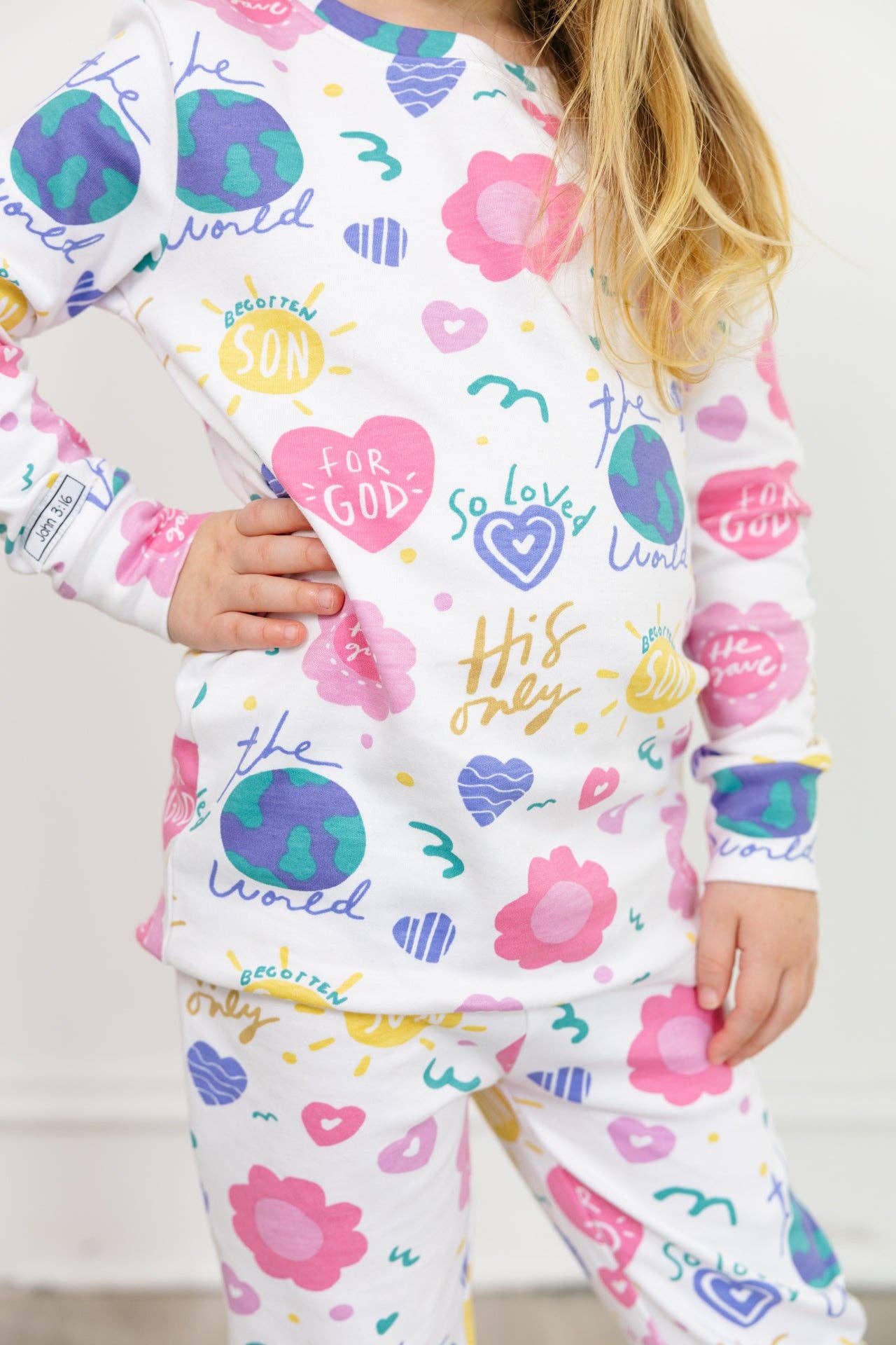 Cotton Long Sleeve Pajama Set - For God So Loved The World - Image 2