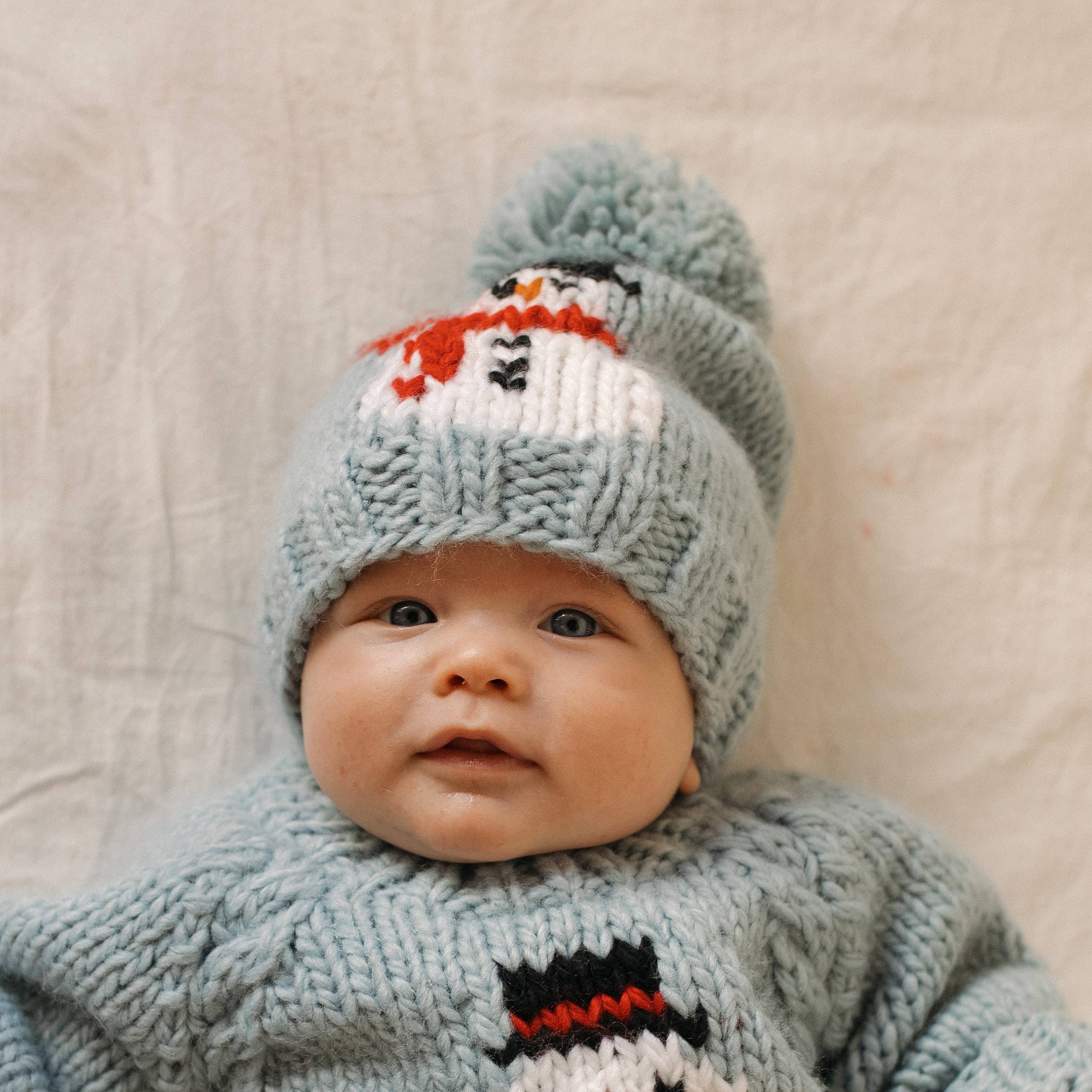 Frosty Snowman Surf Blue Beanie Hat - Image 2