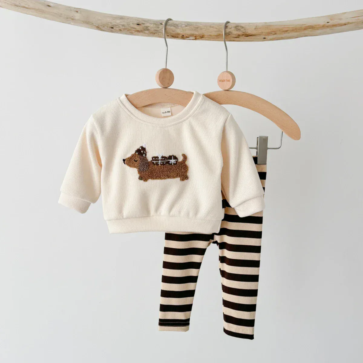 Fuzzy Puppy Dog Stripe Set