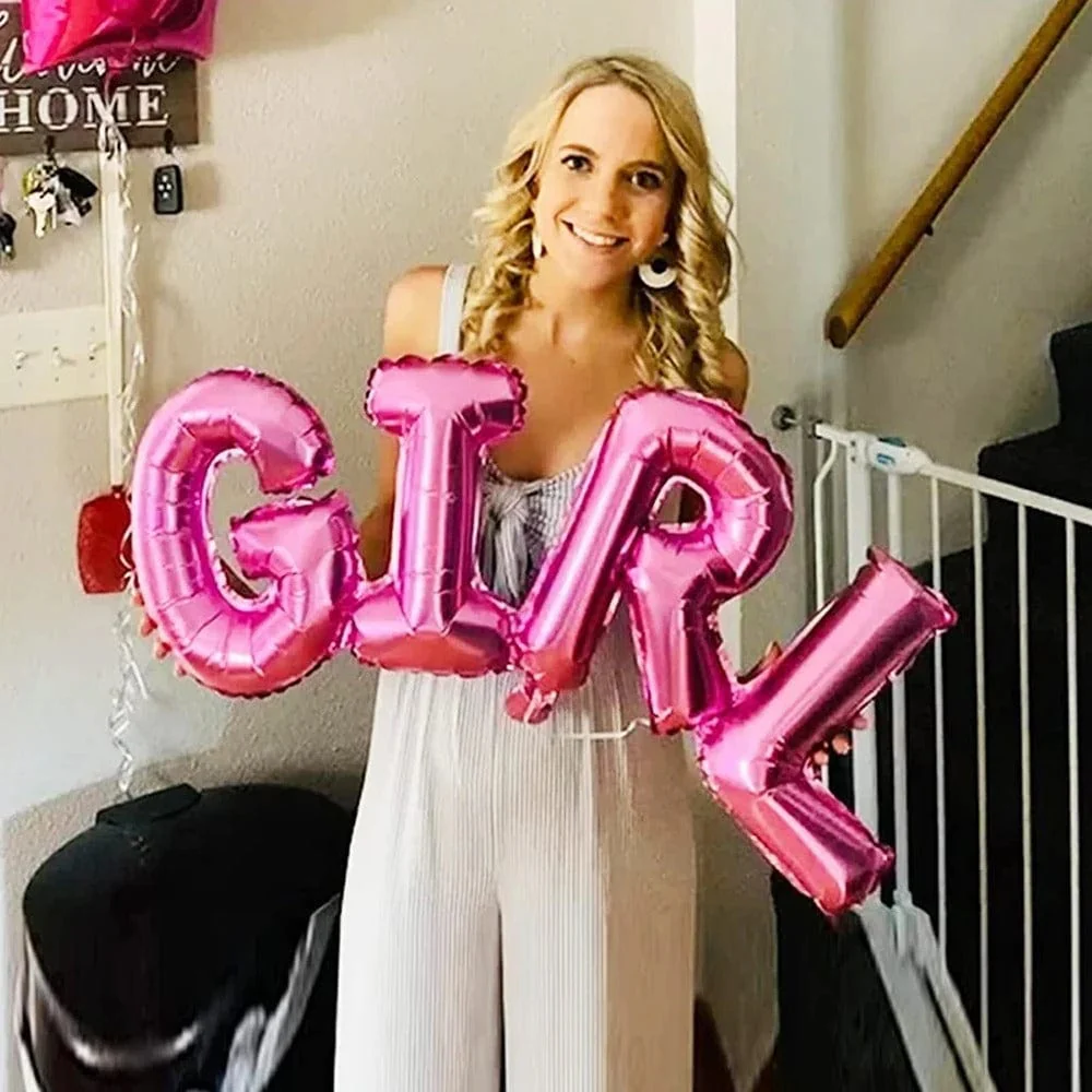 Gender Reveal Boy & Girl Letter Foil Balloons - Image 3