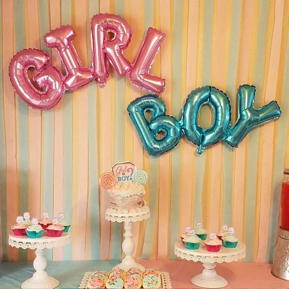 Gender Reveal Boy & Girl Letter Foil Balloons - Image 5