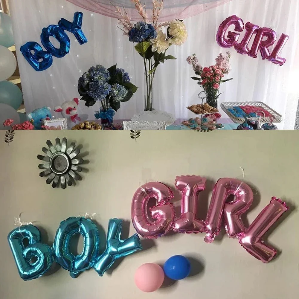 Gender Reveal Boy & Girl Letter Foil Balloons - Image 6