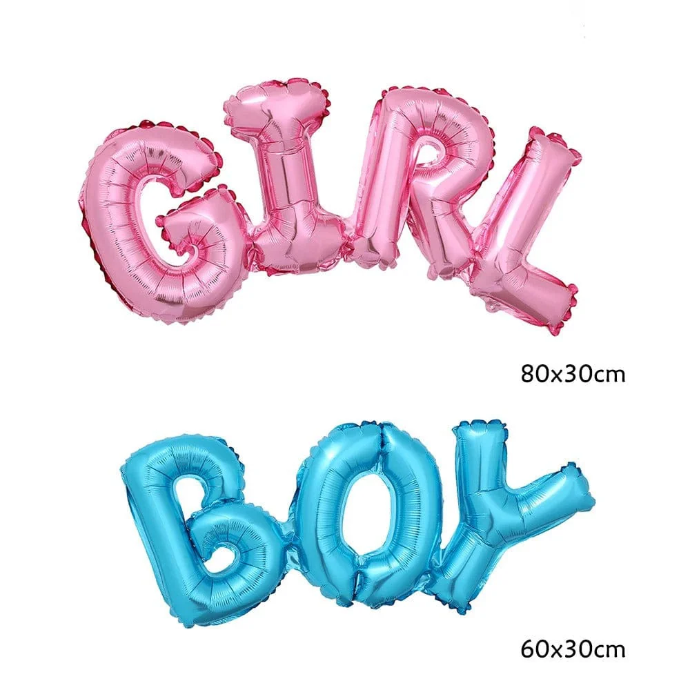 Gender Reveal Curtains & Letter Foil Balloons Set - Image 5
