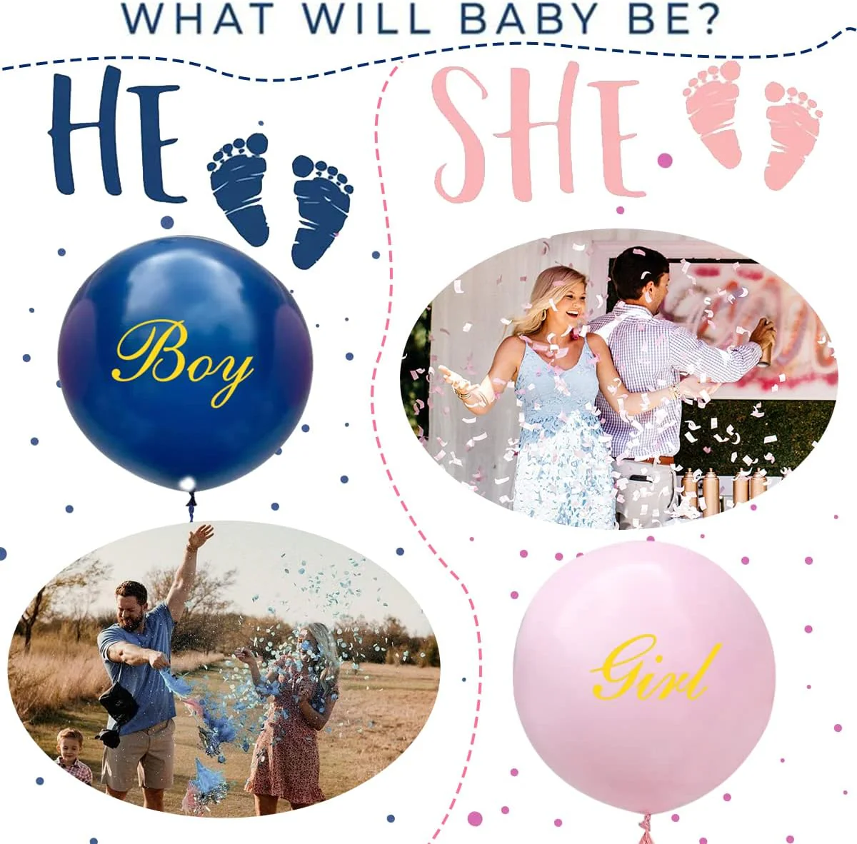 Gender Reveal Party Decorations - Boy or Girl Banner & Balloons - Image 3