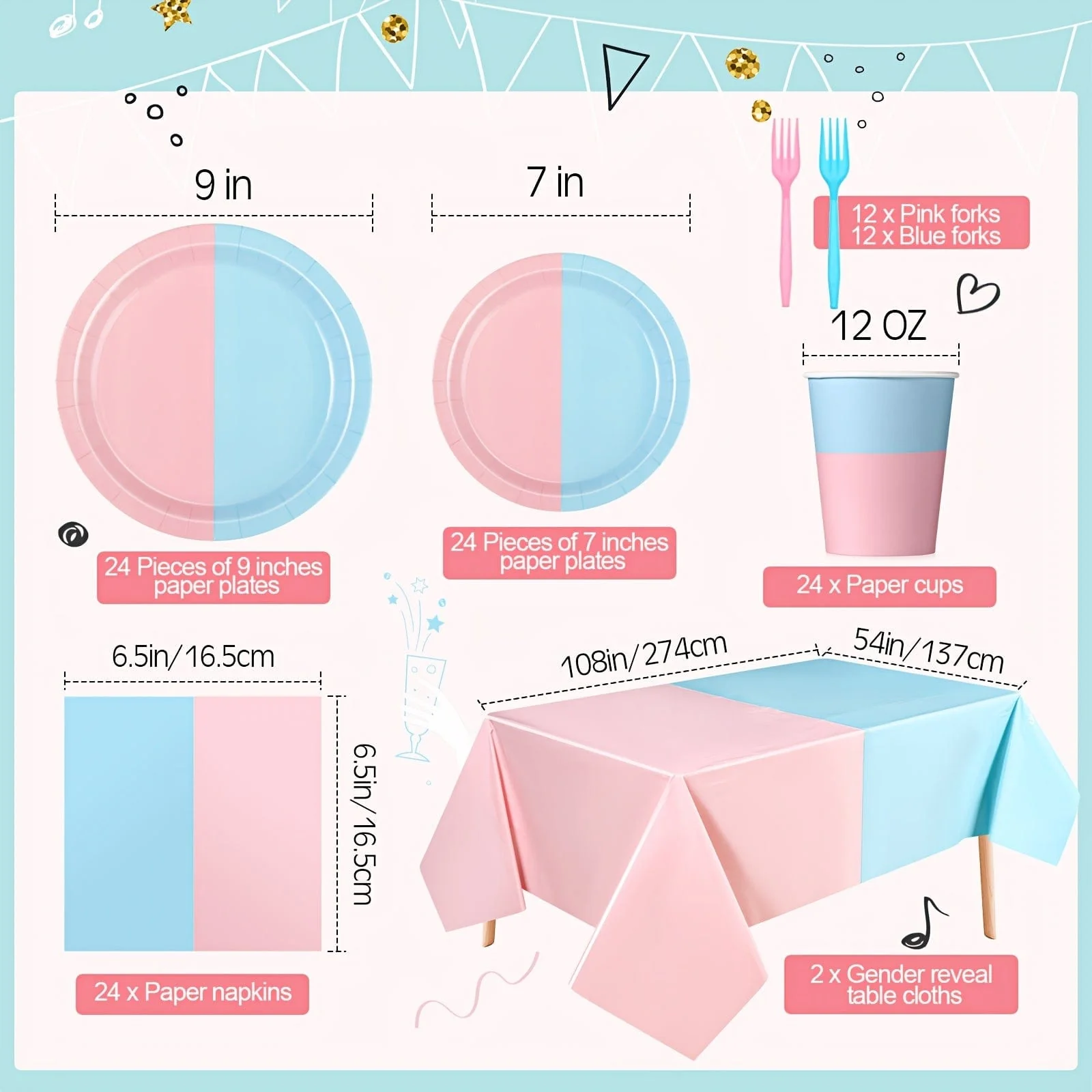 Gender Reveal Party Supplies Kit - Image 2