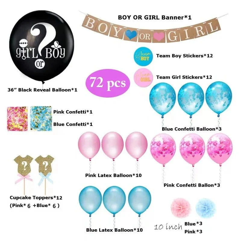 Gender Reveal Party Supplies Kit - 72 Pieces - Image 2