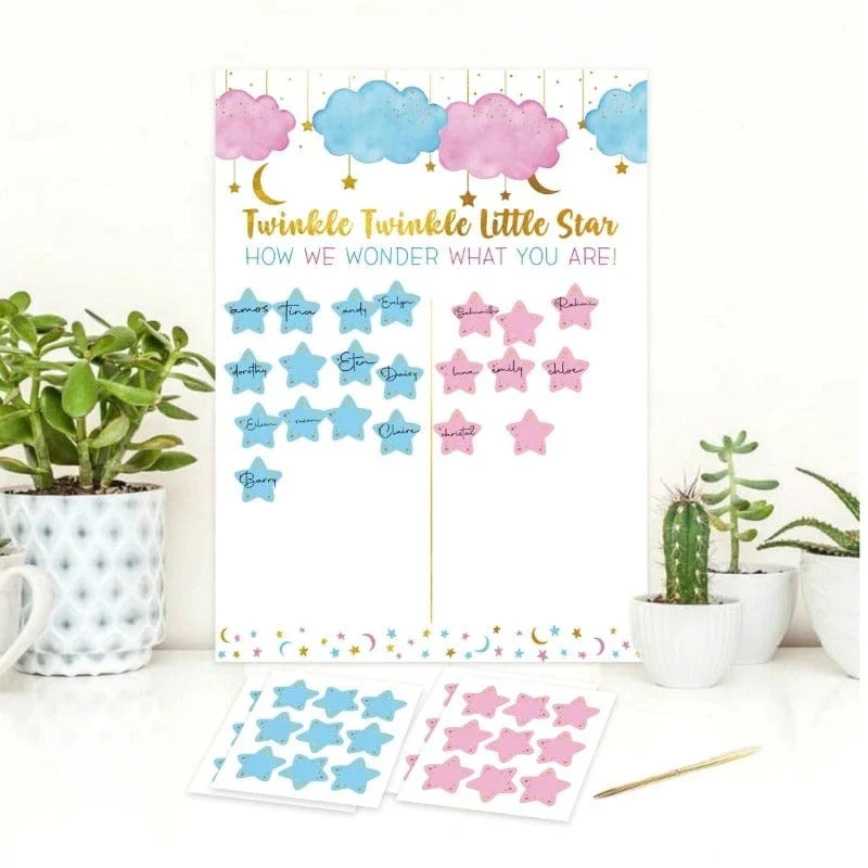 Gender Reveal Poster with Voting Stickers - Twinkle Twinkle Little Star - Image 2